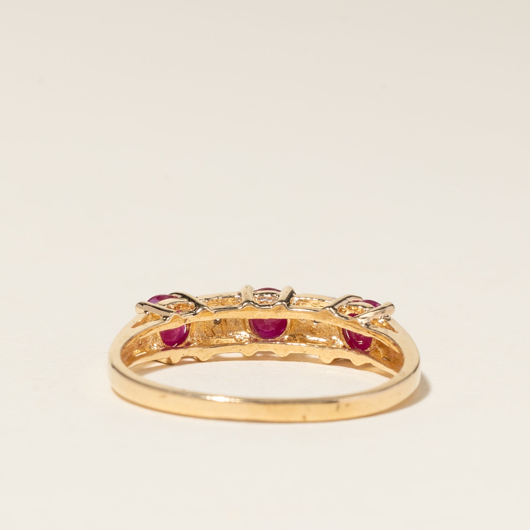 10K Yellow Gold Ruby and Diamond Ring - 0.63ctw Ruby with 0.01ctw Diamonds - Size 7.75 - Elegant Jewelry for Women, Perfect for Anniversary, Engagement, Wedding and Special Occasions