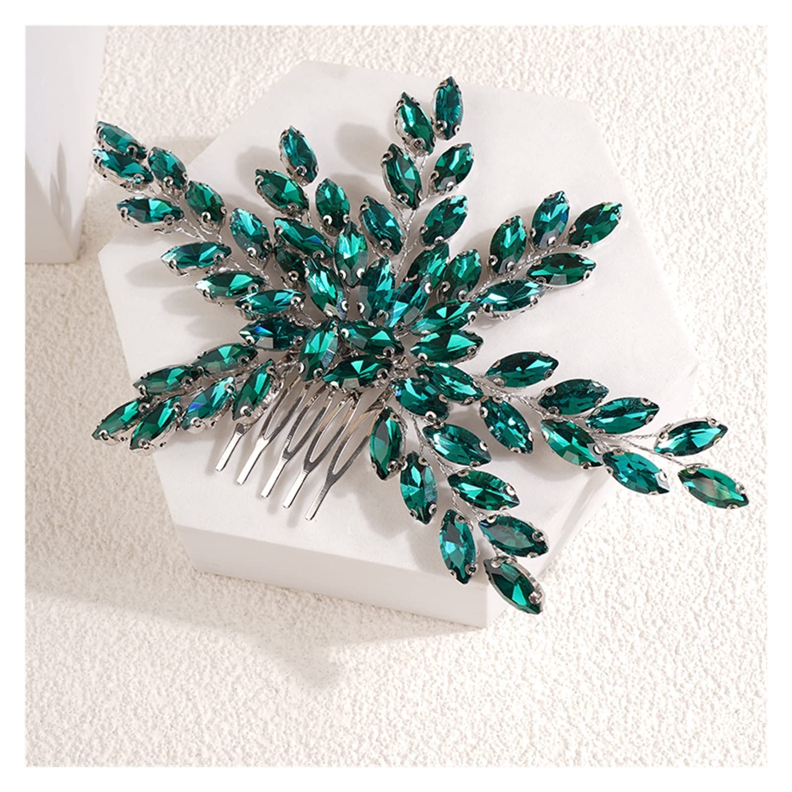 LiFBeauTiFul 8-Color Silver Rhinestone Hair Comb - Elegant Wedding Hair Accessories for Brides, Handmade Party Hair Jewelry, Fashion Hair Clip (Blue) | Perfect for Weddings, Proms & Special Occasions