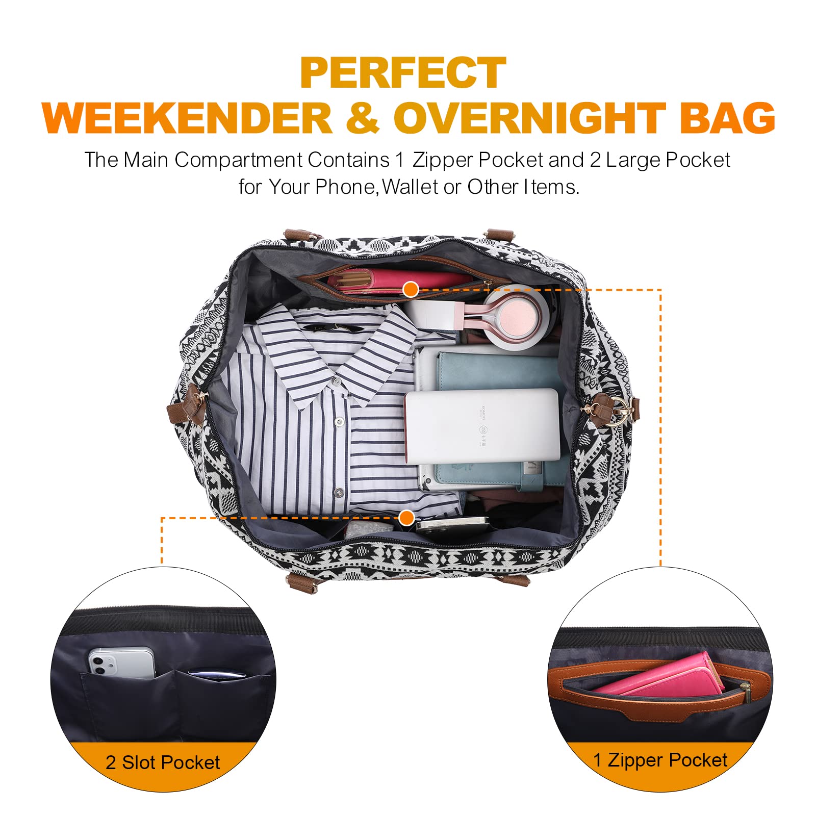 **Sucipi Women's Canvas Weekender Travel Duffle Bag with Shoe Compartment & Toiletry Pouch - Perfect for Overnight Trips, Gym, Hospital, Labor & Delivery, Weekend Getaways**