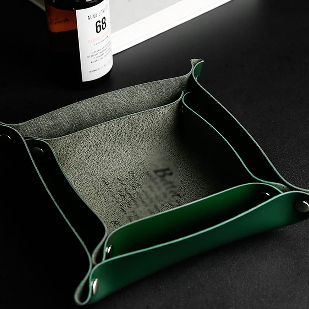 Premium Leather Valet Tray Organizer - Desk & Nightstand Storage Box for Keys, Watches, Jewelry, Lipstick, Remote Control | Stylish Home & Office Organization Solution for Bedroom, Living Room, Coffee Table