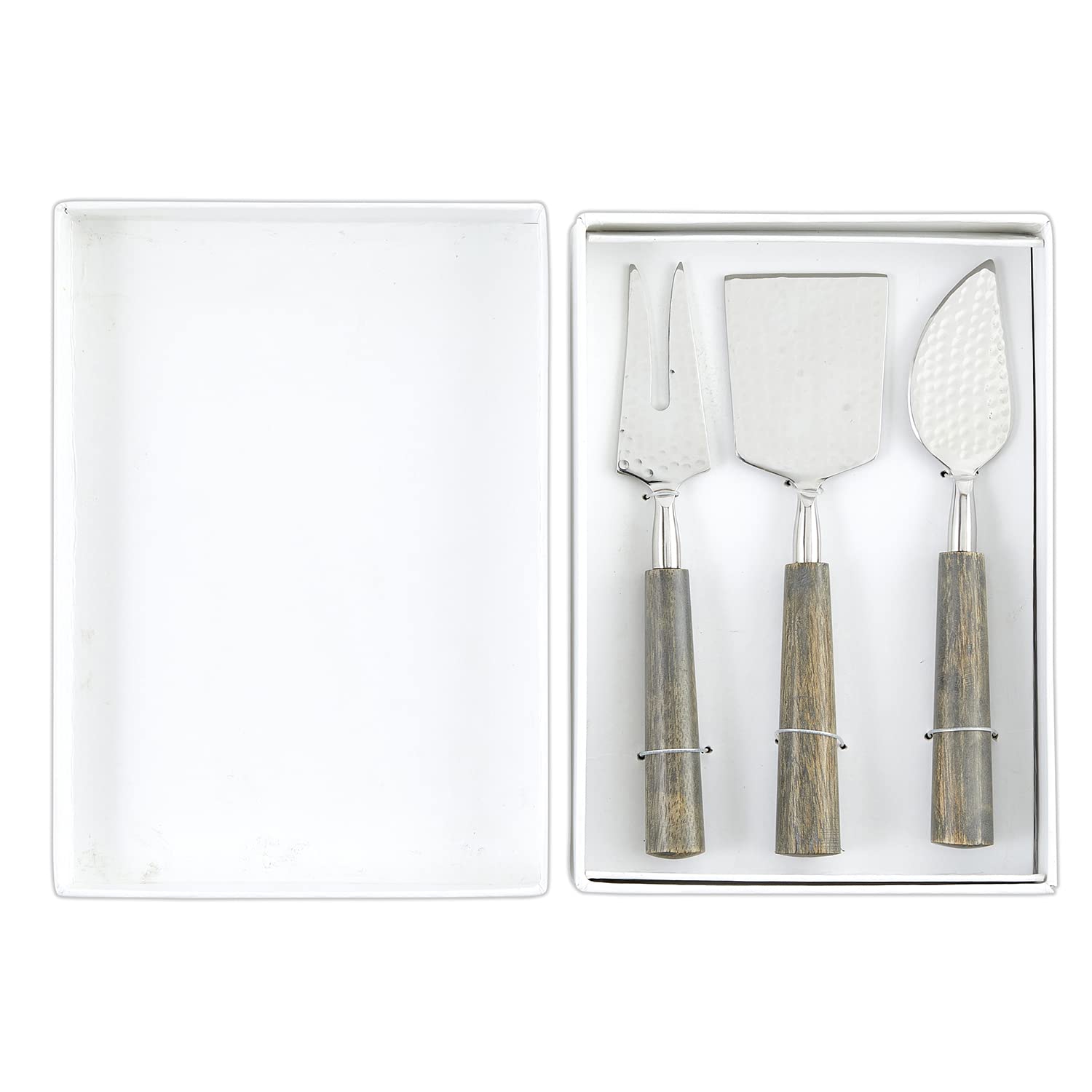 Santa Barbara Design Studio Table Sugar Cardboard Book Gift Set - Set of 3 Driftwood Cheese Knives | Perfect for Hostess Gifts, Housewarming Parties & Cheese Tasting Events