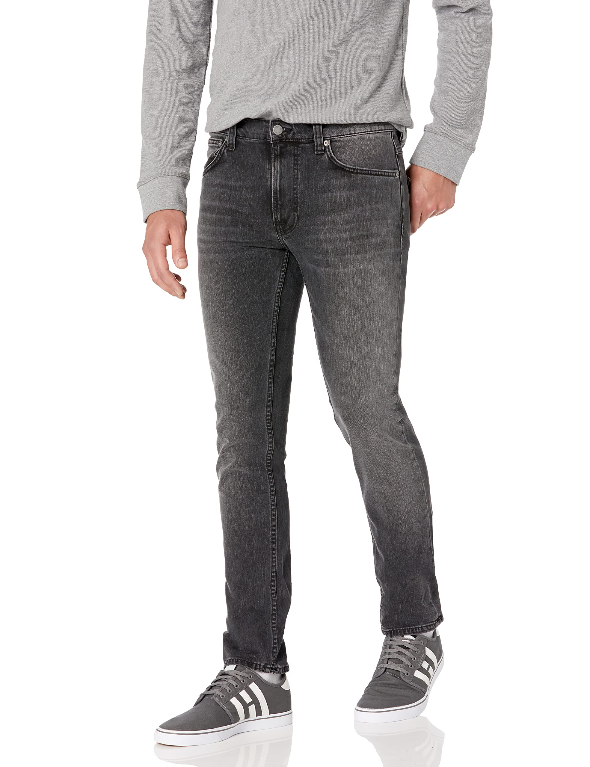 Nudie Jeans Men's Lean Dean Black Eyes Slim Fit Stretch Denim Jeans for Casual Wear and Night Out