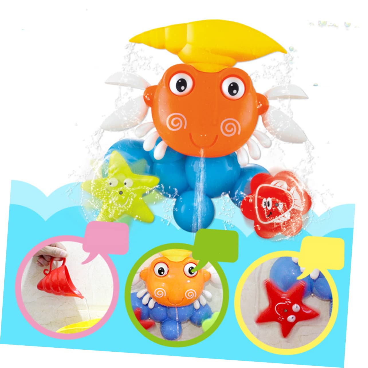 FAVOMOTO 2-Pack Crab Bath Toys for Kids - Fun Water Sprayer Pool Toys for Bathtime & Outdoor Play - Perfect for Bath, Pool, Beach and Summer Water Games
