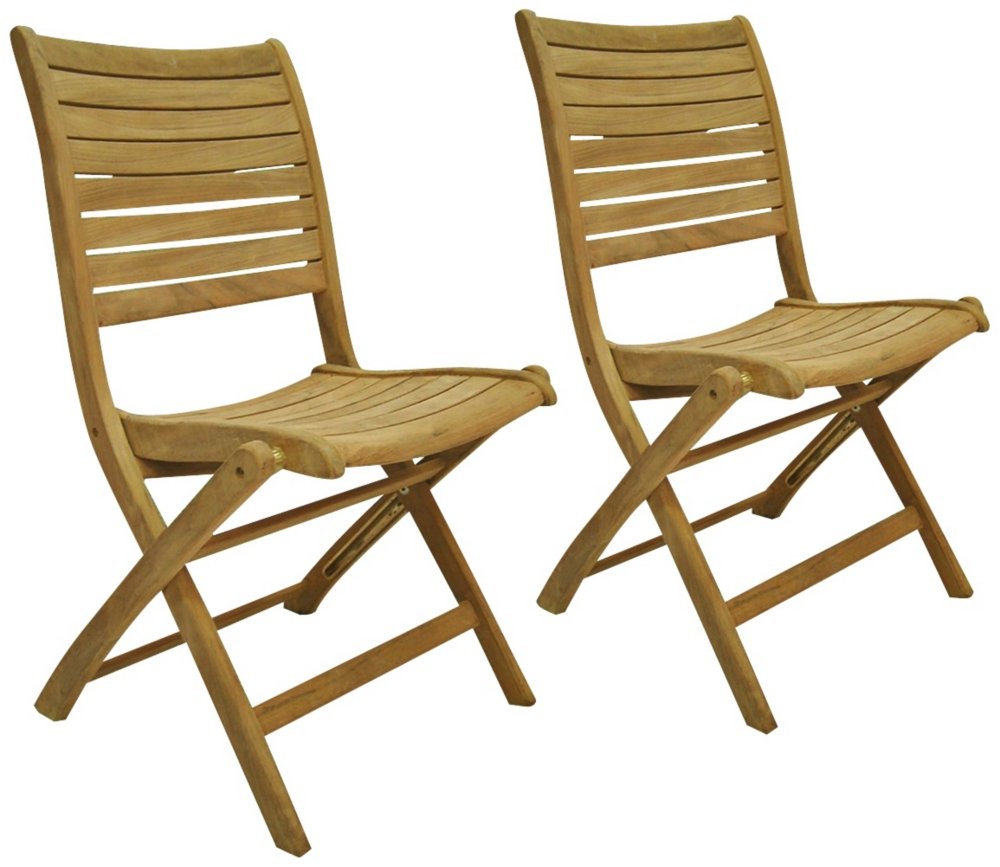 Premium Amazonia Dublin 2-Piece Outdoor Folding Chairs Set | 100% Certified Teak Wood | Patio, Garden, Poolside & Indoor Use | Weather-Resistant & Space-Saving Design