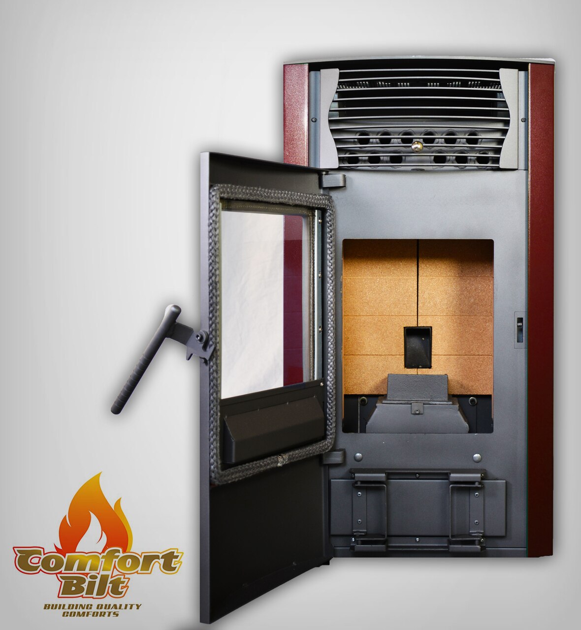 ComfortBilt HP50S High-Efficiency Pellet Stove - Burgundy Red | Eco-Friendly Heating for Home, Cabin & RV | Perfect for Winter & Off-Grid Living