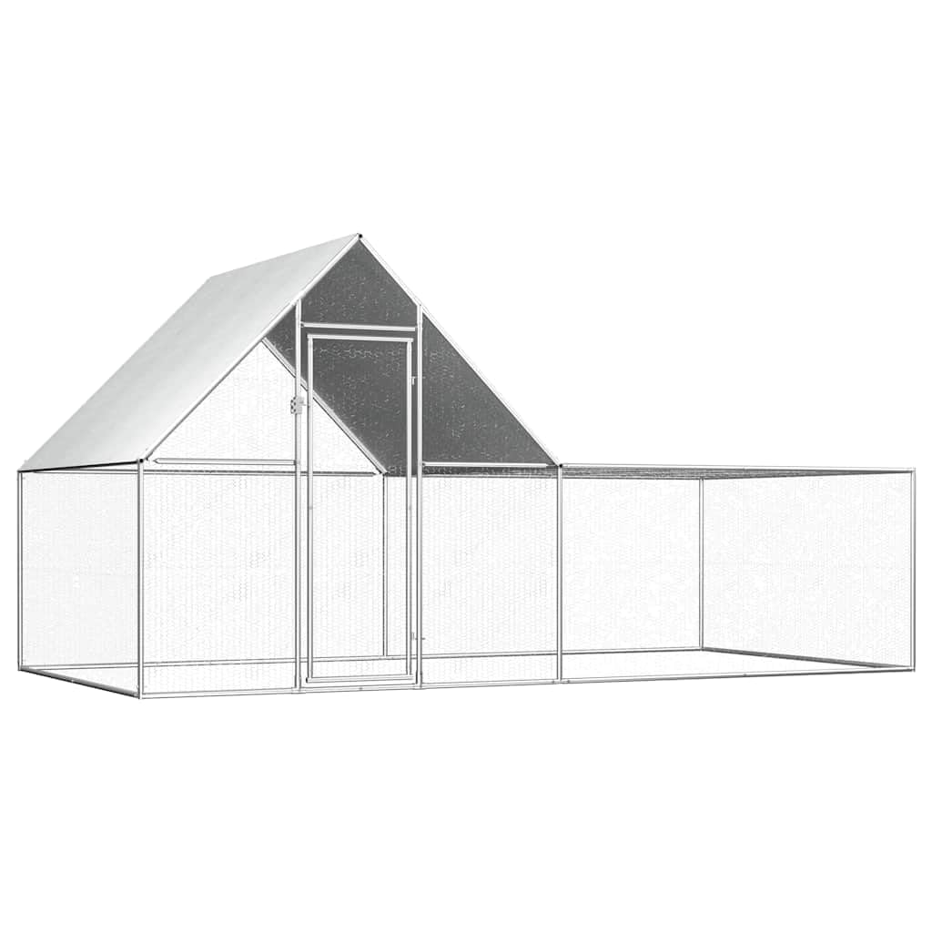 vidaXL Walk-in Chicken Coop - Galvanized Steel Poultry Cage for Hens, Ducks & Rabbits - Outdoor Backyard Pen for Small Animals - Perfect for Farm, Homestead & Garden Use