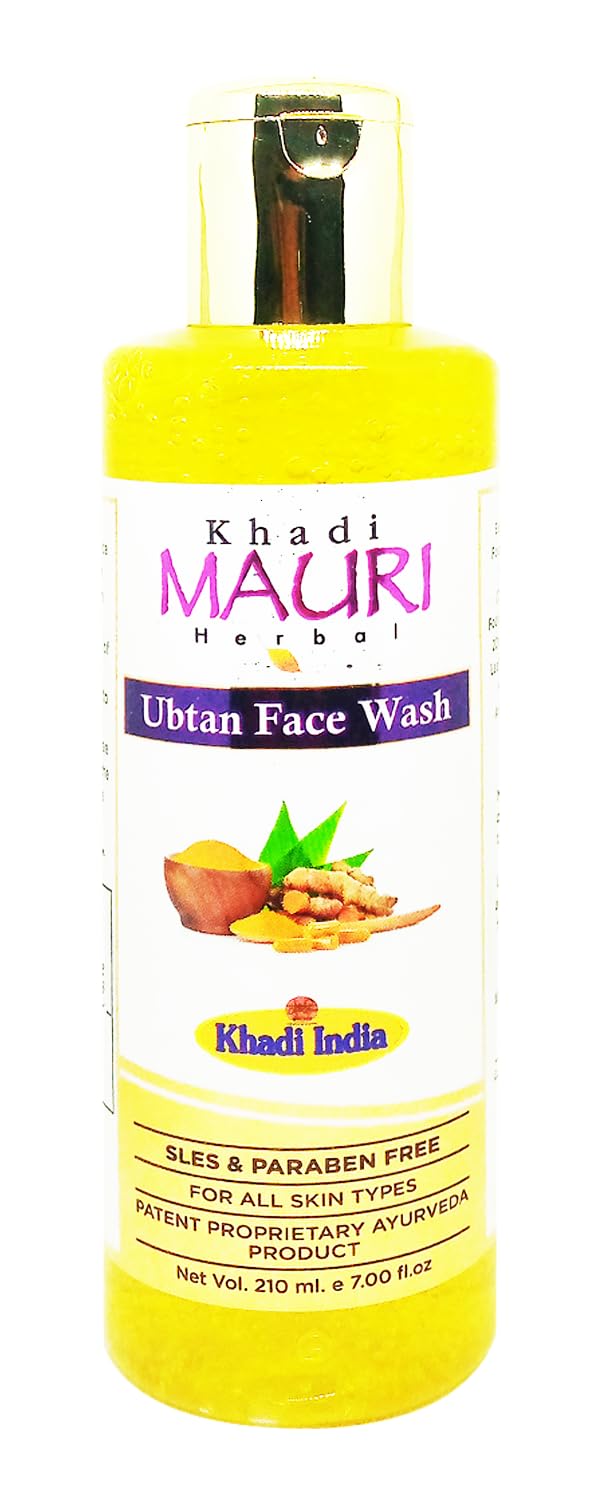 Khadi MAURI Ubtan Face Wash - 210ml Natural Ayurvedic Cleanser for Glowing Skin | Pack of 1 | Gentle Exfoliation & Brightening | Perfect for Daily Skincare Routine & Ayurvedic Beauty Regimen