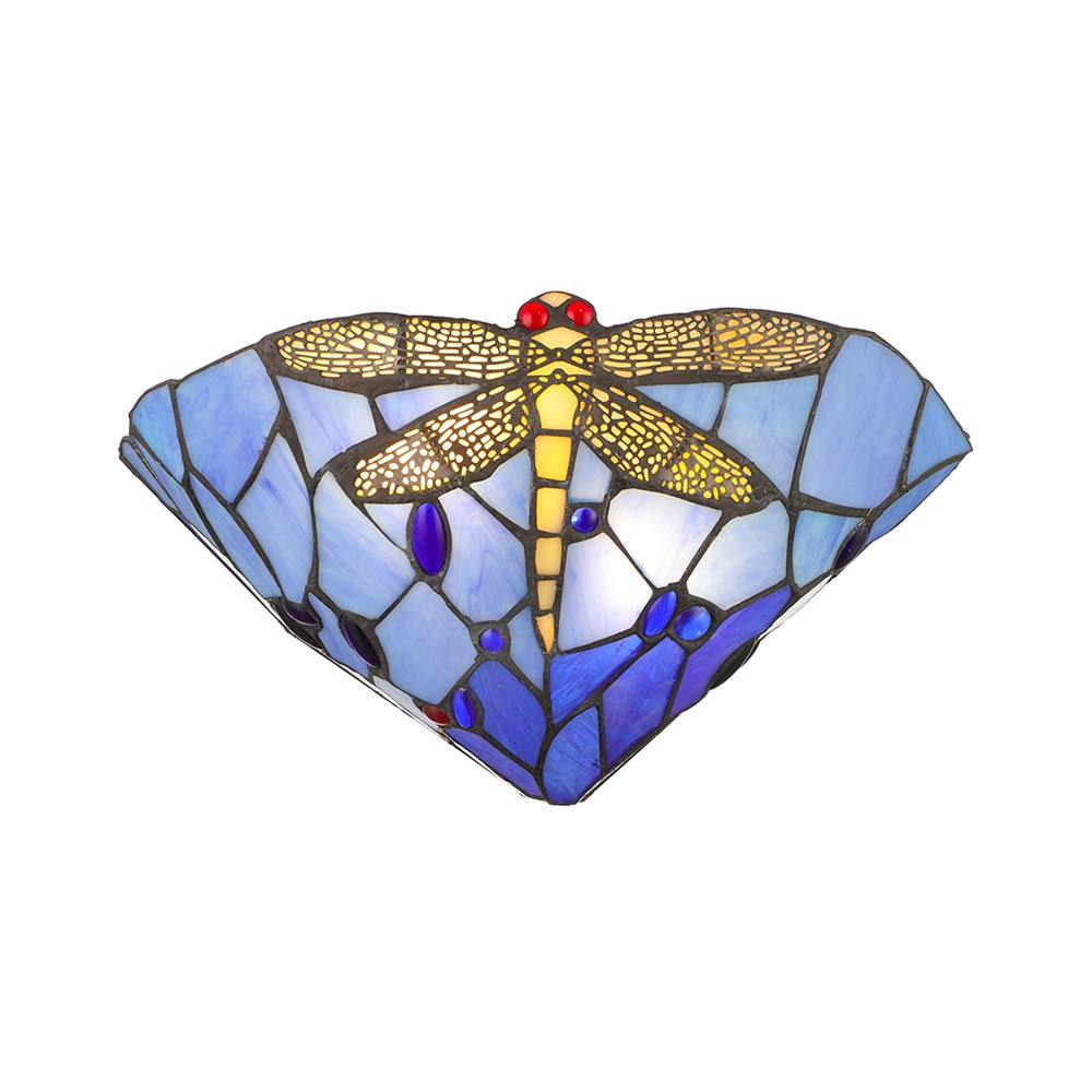 Dragonfly Pattern Tiffany Style Stained Glass Wall Sconce - 14