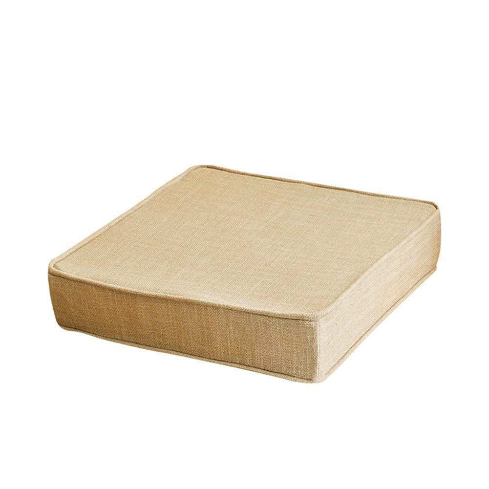 Premium Square Overstuffed Seat Cushion - Thick Sponge Padding for Indoor/Outdoor Chairs, Patio Furniture & Floor Seating - Light Tan 24x24x3 Inches (60x60x8cm) - Perfect for Living Rooms, Gardens, Picnics & Camping