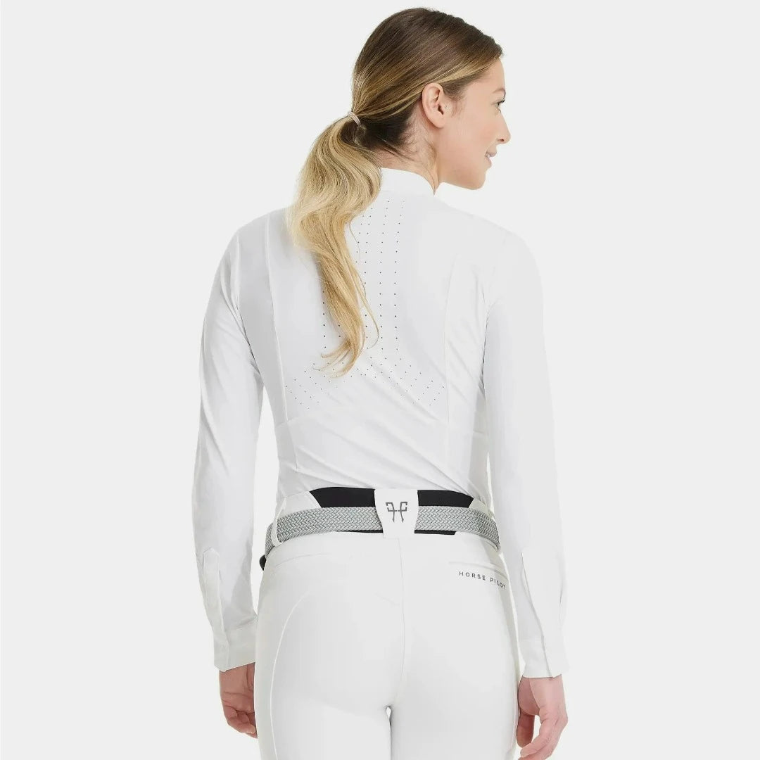 Aerolight Women's Competition Long Sleeve Riding Shirt - Breathable Equestrian Show Shirt for Horseback Riding & Dressage Events