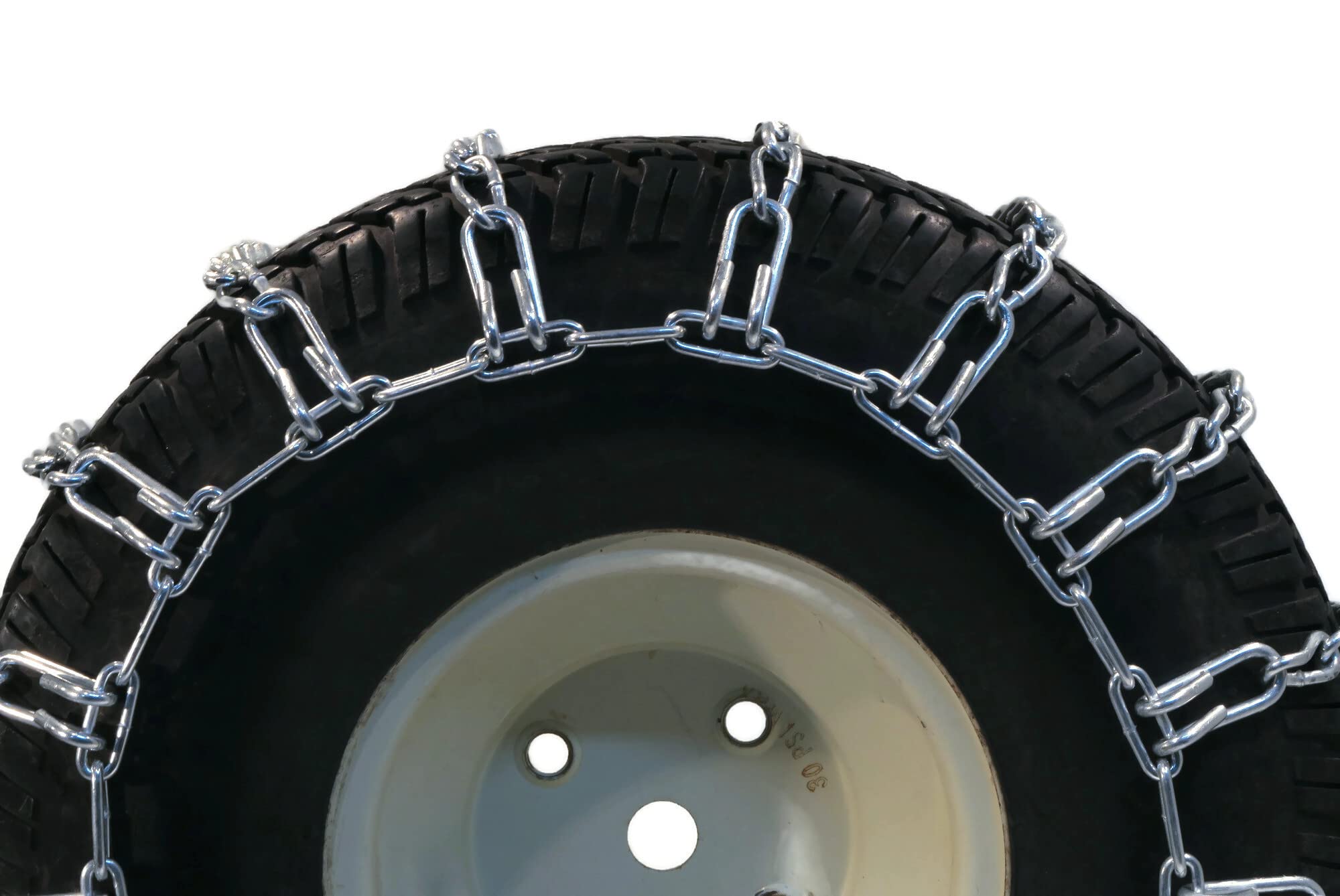 John Deere Garden Tractor Tire Chains 2-Link for 400 420 425 Models - Heavy Duty Snow & Ice Traction for Lawn Mowers in Winter Conditions