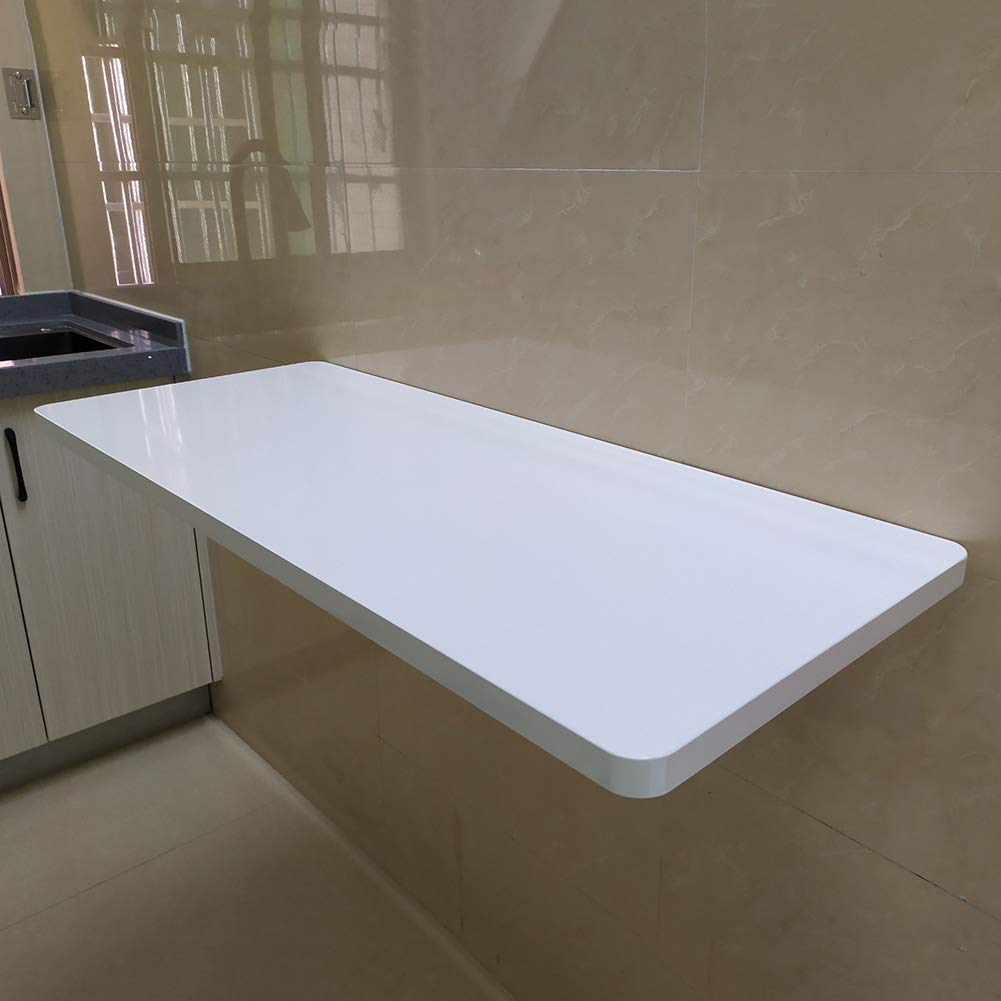 Foldable Wall-Mounted Drop Leaf Table - White Floating Laptop Desk for Small Spaces | Space-Saving Study Desk, Bedroom Workstation, Bathroom Vanity & Balcony Writing Table | Perfect for Apartments, Dorms & Tiny Homes