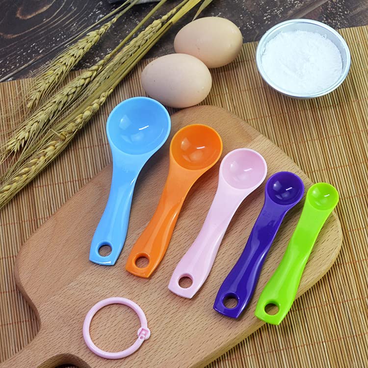 5-Piece Colorful Plastic Measuring Spoons Set - Essential Kitchen Tools for Precise Baking, Cooking & Meal Prep | Perfect for Home Chefs & Bakers