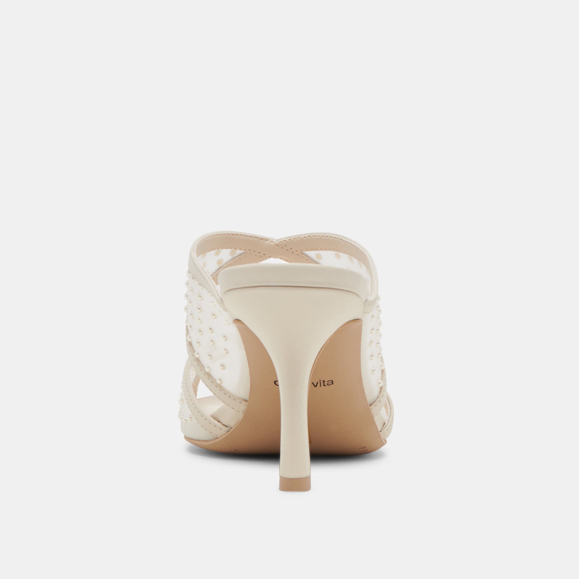 MANDEL PEARL HEELS IVORY MESH - Elegant Women's High Heels for Weddings, Parties & Special Occasions