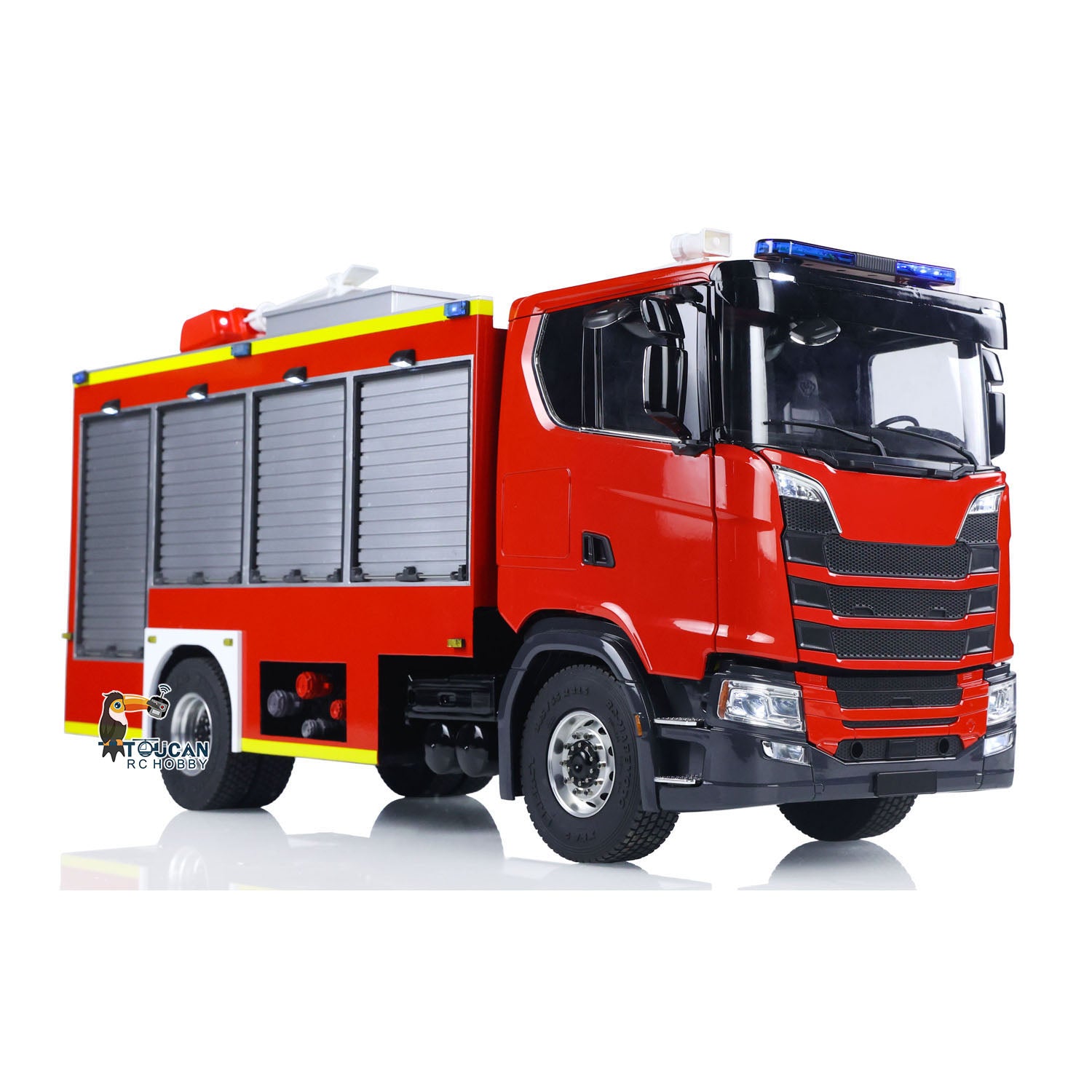 1/14 Scale RTR Electric RC Car 4X4 Off-Road with Metal Axles, 2-Speed Gearbox, Fire Fighting Vehicle, Flysky i6S Radio, LED Lights & Sound Effects - Perfect for Indoor/Outdoor Racing, Off-Road Adventures, and Firefighter Role Play