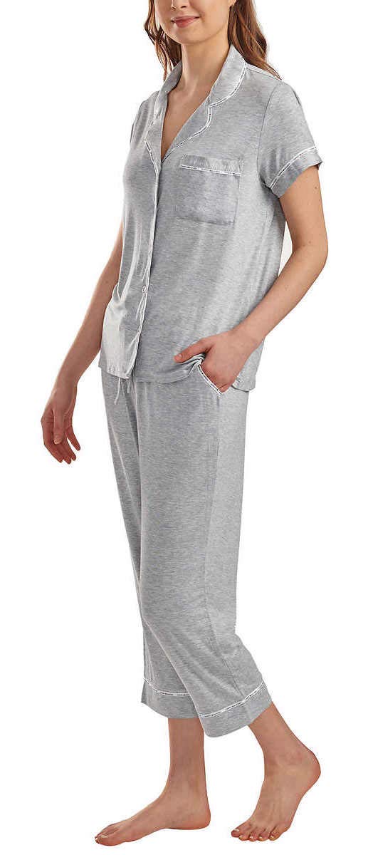 Tommy Hilfiger 2-Piece Notch Collar Pajama Set for Men - Soft Cotton Sleepwear (Grey, XX-Large) - Comfortable Lounge & Sleepwear for Relaxing at Home or Travel