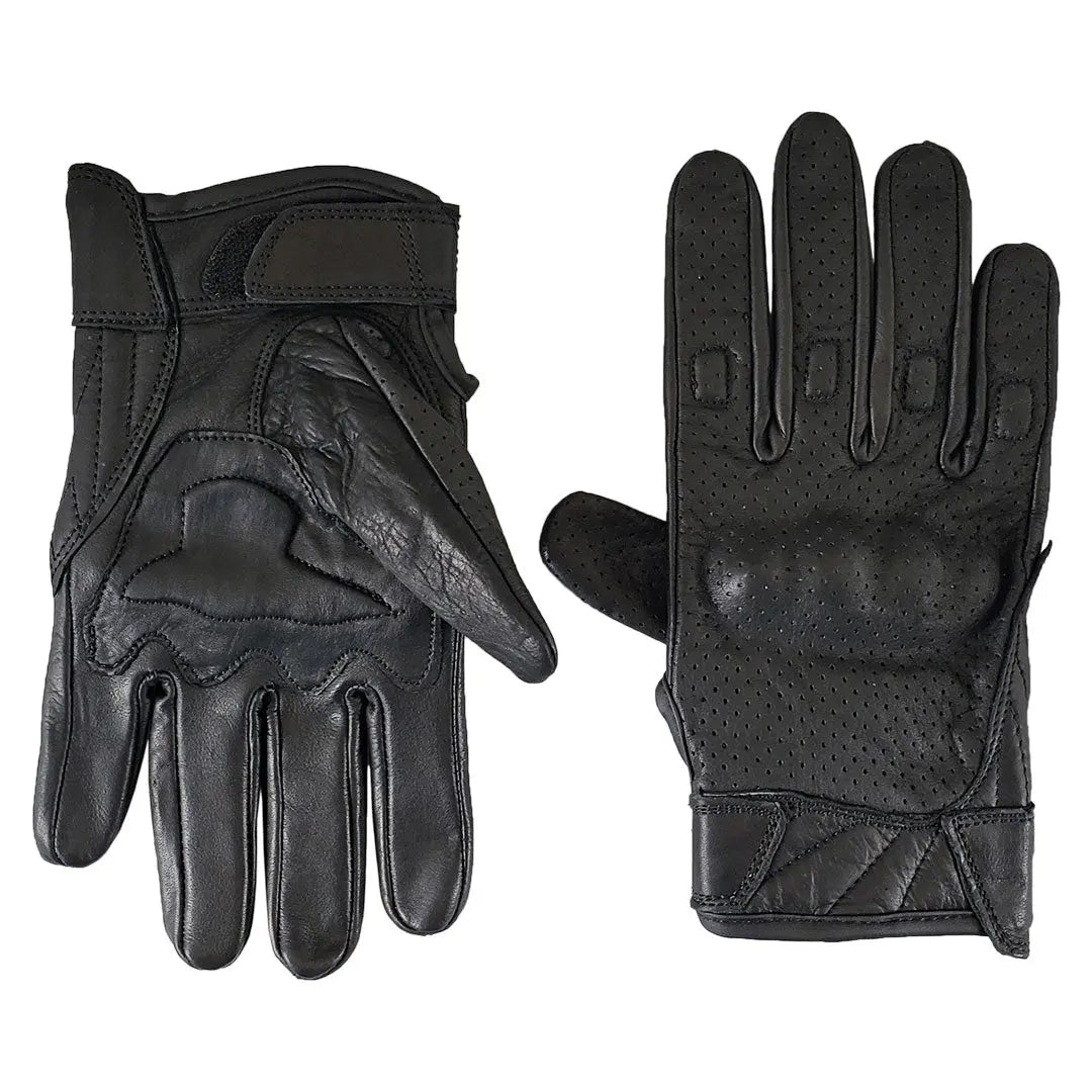 Open Road Men's Perforated Armored Leather Motorcycle Gloves - Breathable Protective Biker Gear for Riding & Racing - Perfect for Summer & Long Distance Motorcycle Trips