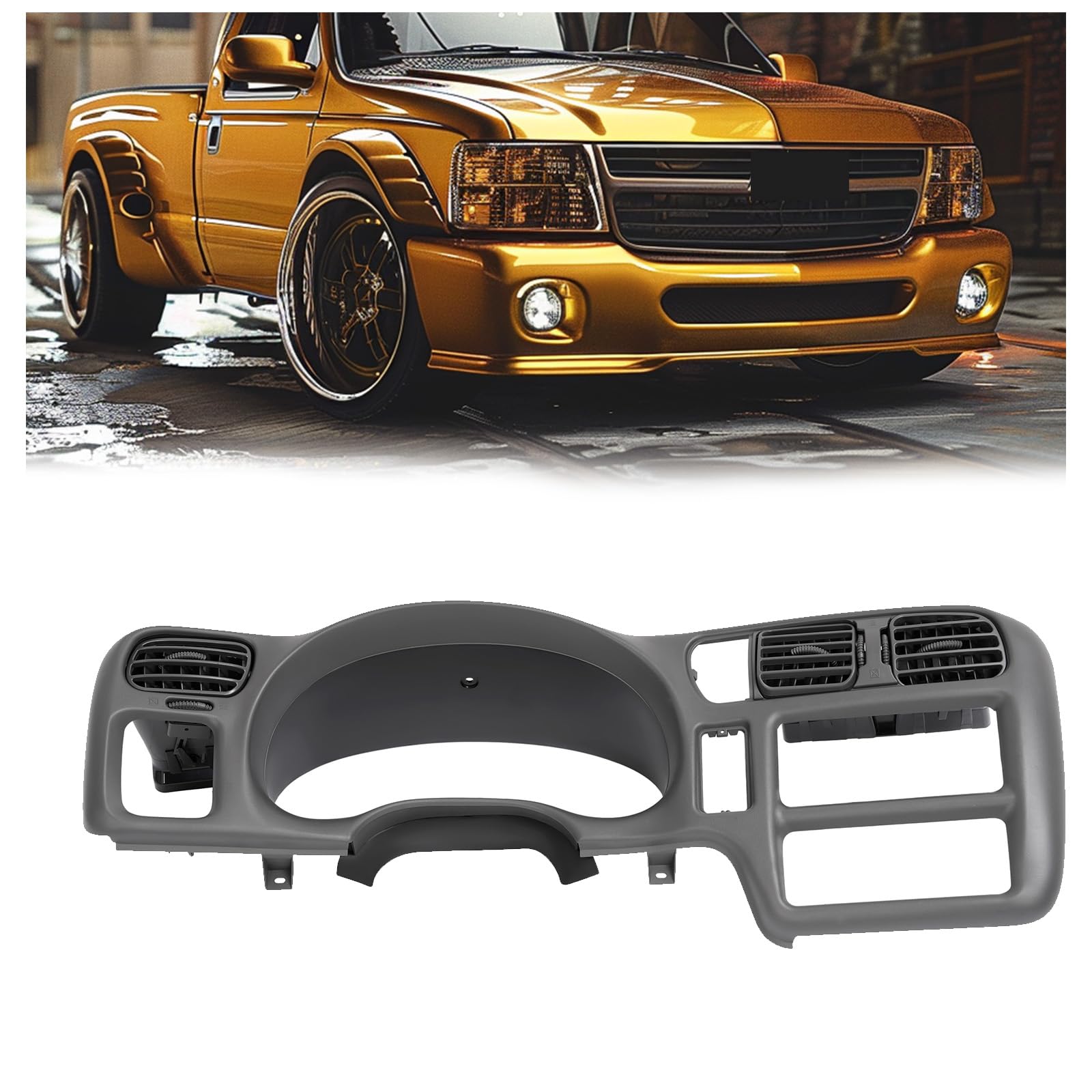 HECASA ABS Plastic Gray Dashboard Radio Panel Compatible with 1998-2002 Chevy Chevrolet S10 Blazer & GMC Jimmy - Single Din Radio Bezel Replacement for Enhanced Car Audio Upgrade | Perfect for DIY Car Stereo Installation and Dash Repair