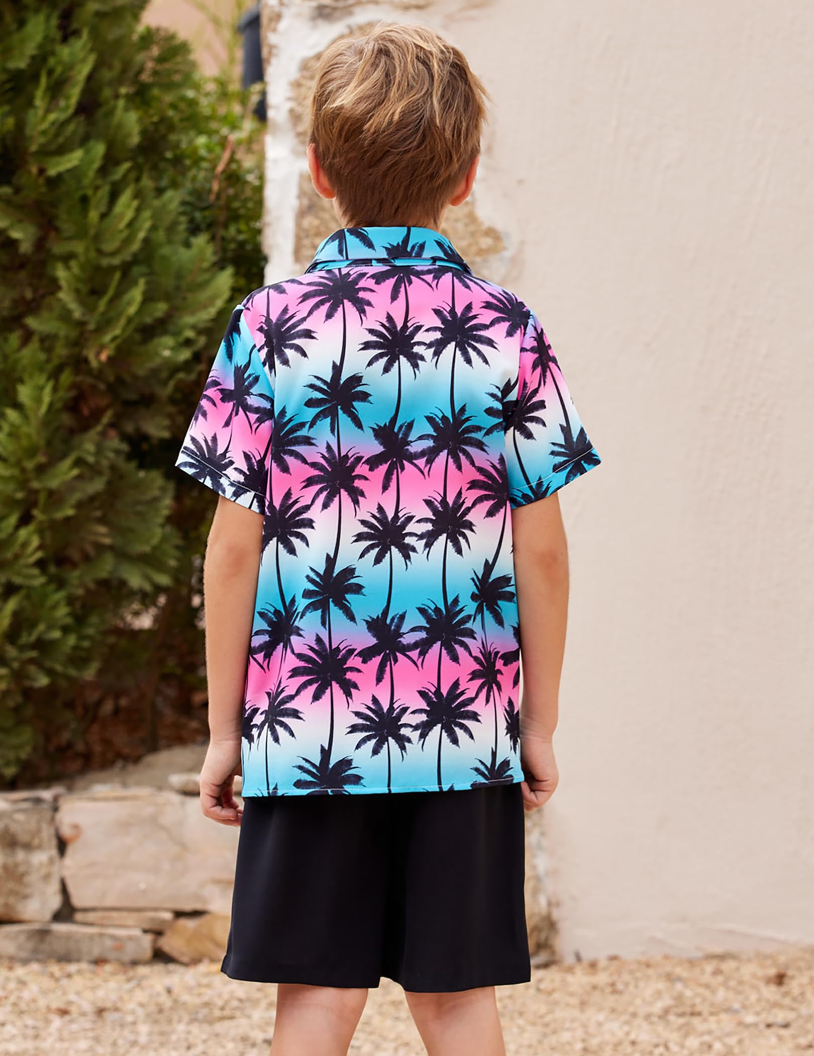 Arshiner Boys 2-Piece Hawaiian Outfit Set - Button Down Shirt & Shorts, Summer Beach Clothes for Kids 4-12 Years | Perfect for Vacation, Pool Party & Tropical Getaways