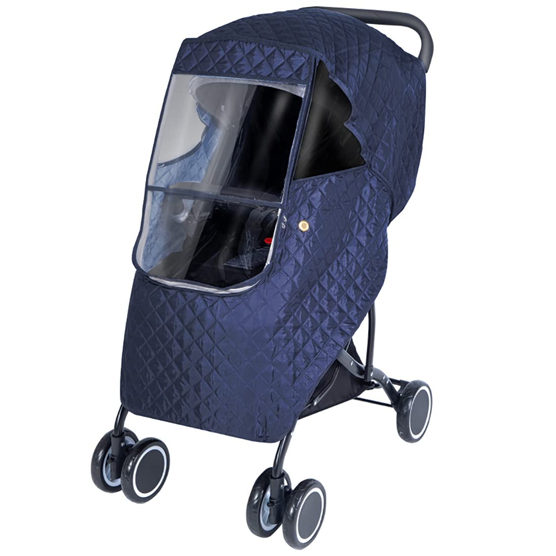 Universal Baby Stroller Rain Cover - Waterproof Winter Weather Shield for Travel Strollers & Pushchairs | Protects from Snow, Wind, Sun & Dust | Navy Blue | Ideal for Cold Weather, Outdoor Walks & Shopping Trips