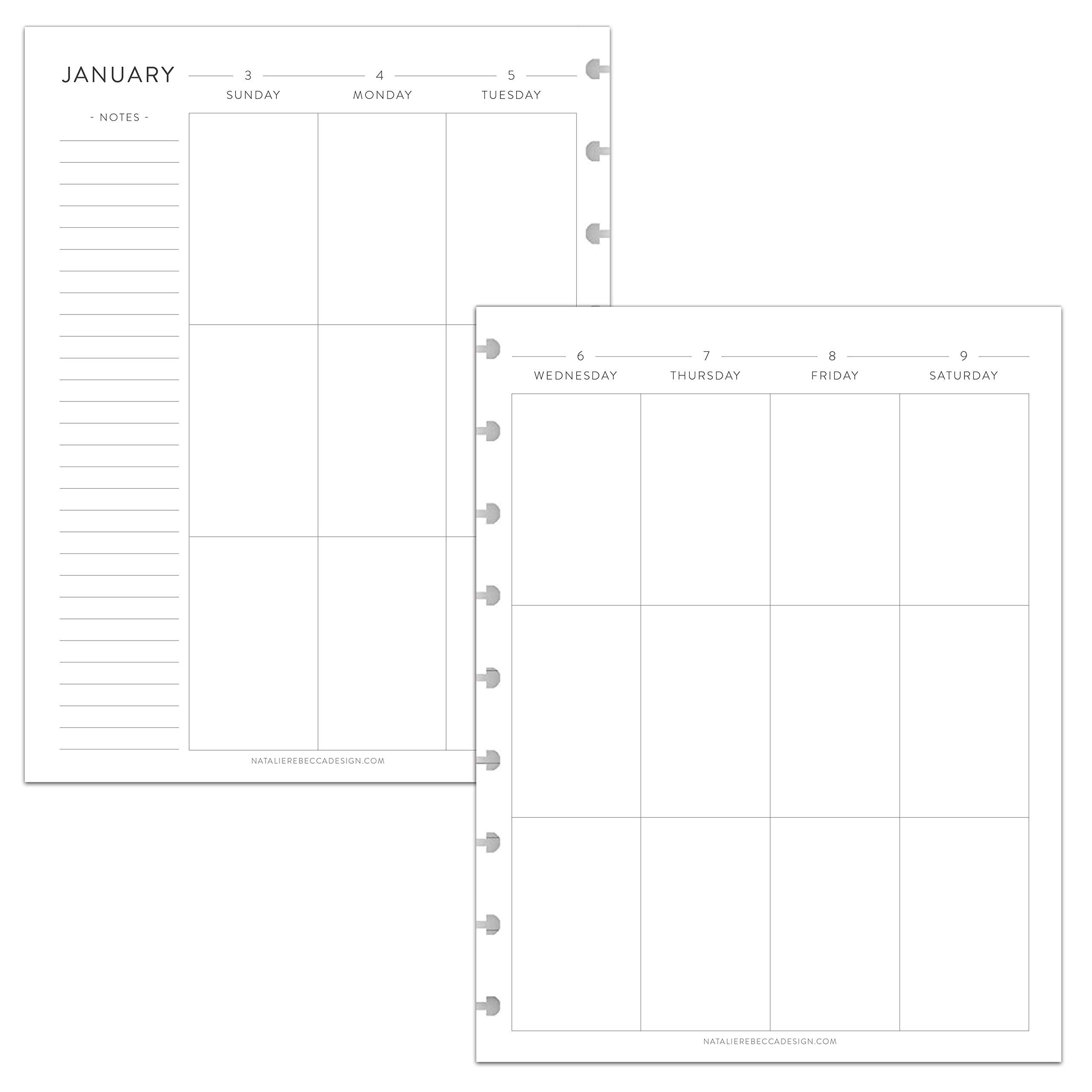BetterNote 2025 Vertical Calendar Refill for Disc Notebooks - Fits Levenger Circa, Happy Planner, Staples Arc, TUL, InkWell Press, MAMBI, NOTIQ (Classic, 9-Disc, 7