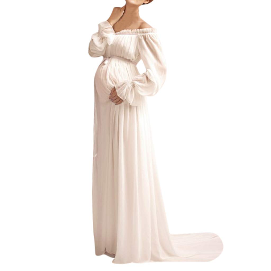 Fineser Women's Maternity Maxi Dress - Floral Lace Pregnancy Gown for Photoshoots & Special Occasions | Comfortable Elegant Long Dress for Baby Showers, Maternity Photos & Formal Events