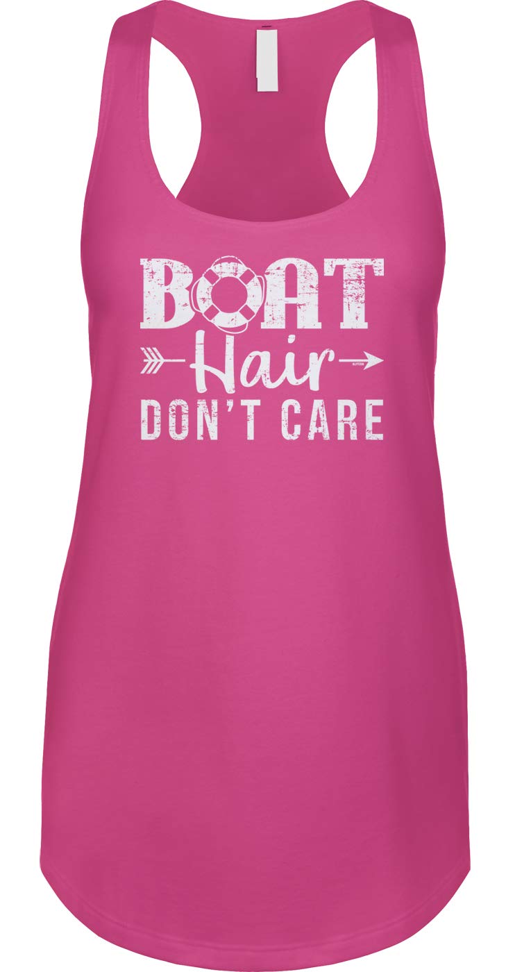 Blitzzen Women's Racerback Tank Top - 'Boat Hair Don't Care' Slogan - Casual Summer Beachwear for Pool Parties & Vacations