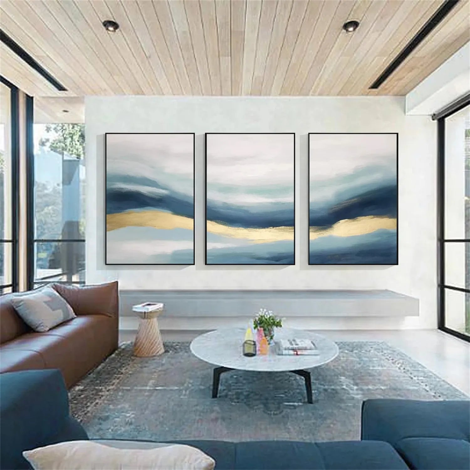 Abstract Painting Set of 3 - Modern Wall Art for Living Room, Bedroom & Office Decor | Canvas Prints for Home & Office | #AB230