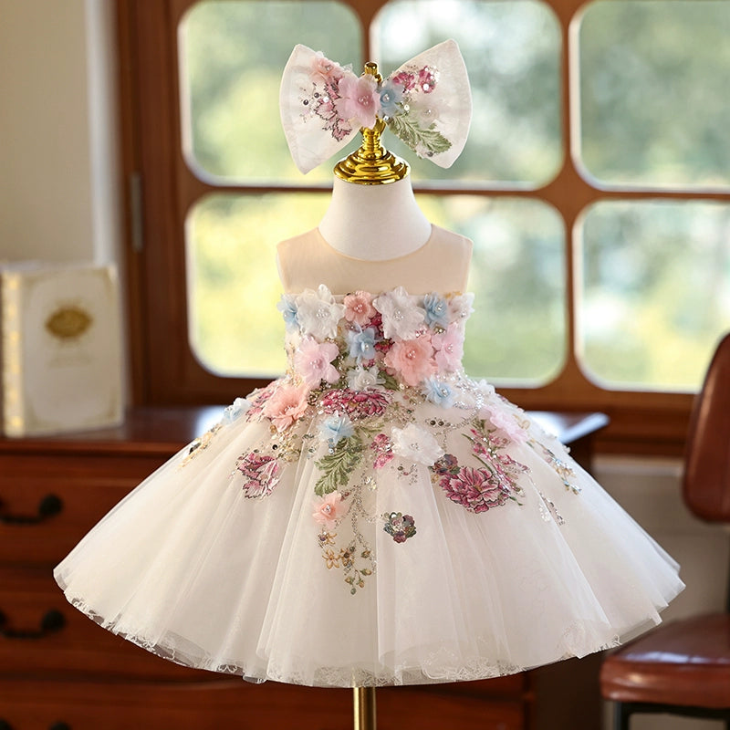 Elegant Girls Flower Birthday Princess Dress - Flower Girl Wedding Dress for Special Occasions, Birthday Parties & Ceremonies