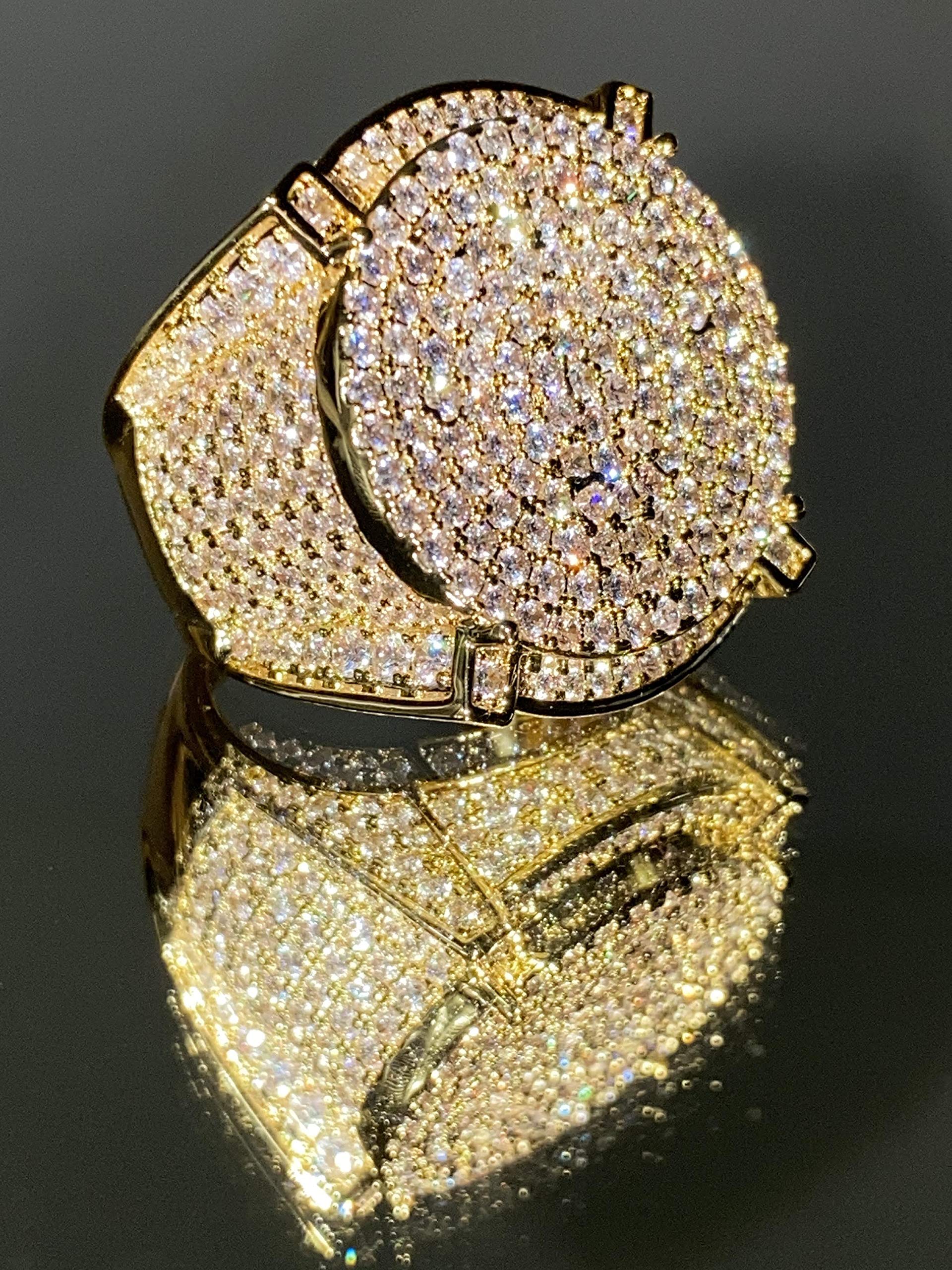 14K Gold Plated Cubic Zirconia Iced Out Men's Pinky Ring - Hip Hop Jewelry, Wedding Band, Promise Ring, Engagement Ring for Him | Perfect Gift for Anniversary, Valentine's Day & Special Occasions