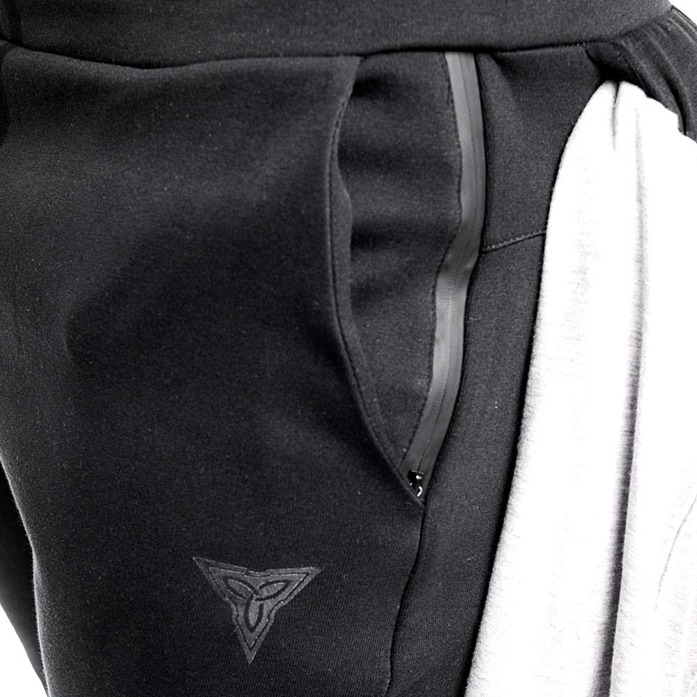 Men's Black Jogger Sweatpants with Zipper Pockets & Towel Loop - Comfortable Athletic Pants for Running, Gym Workouts & Casual Wear