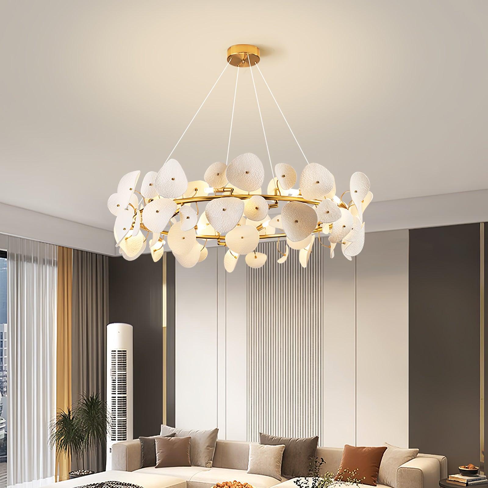 Lotus Petal Chandelier - Elegant Floral Ceiling Light Fixture for Living Room, Bedroom, Dining Room - Perfect for Home Decor & Wedding Venue Lighting