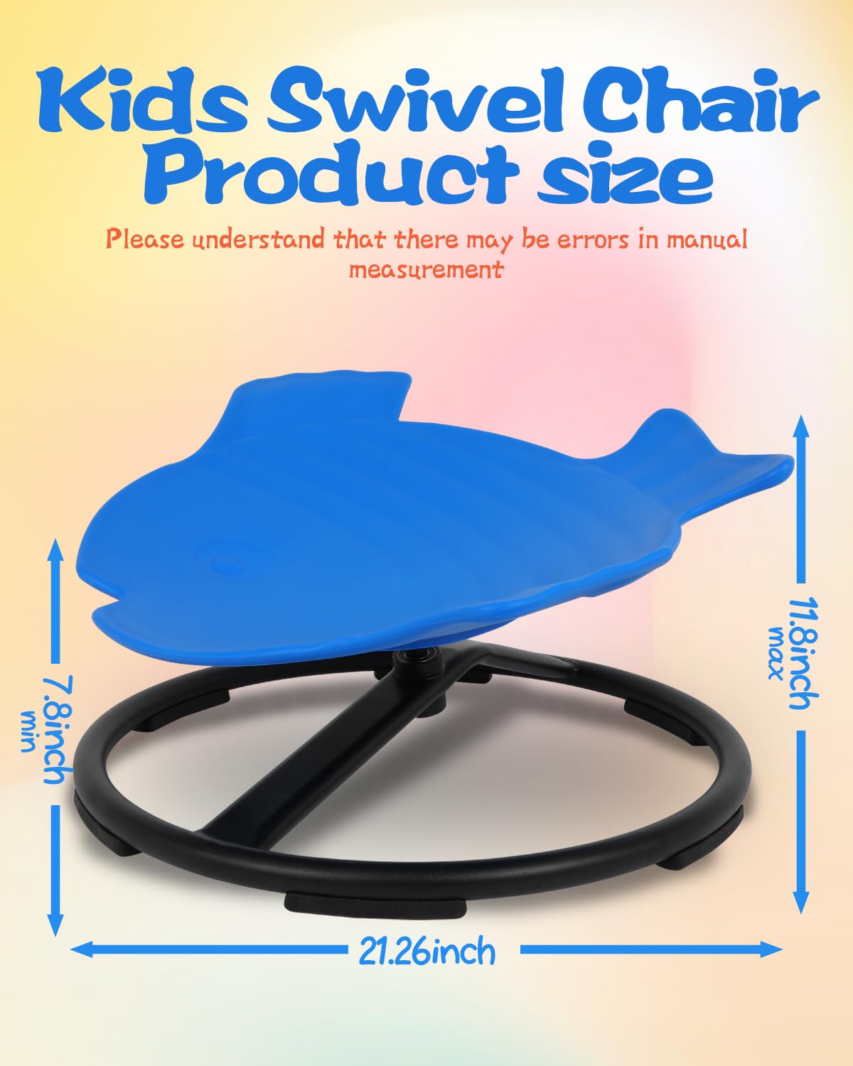 GCCSJ Kids Swivel Chair - Sensory Spinning Chair for Autism & ADHD, Sit and Spin Toy Chair for Body Coordination & Motion Sickness Relief, Blue Carousel Spin Chair for Classroom, Therapy & Home Playroom