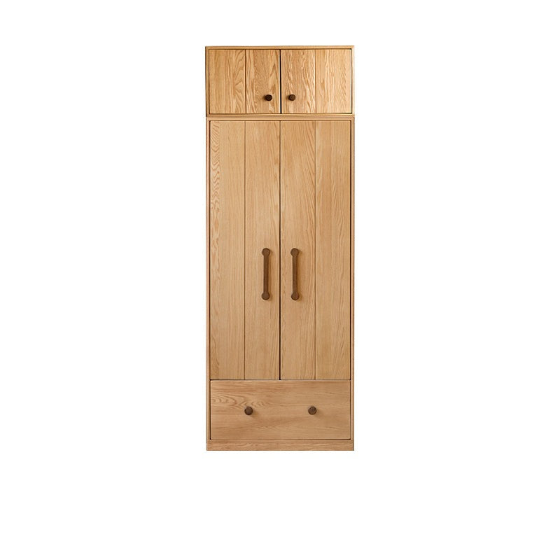 Premium Oak Solid Wood Kids Wardrobe - Multi-Functional Storage Organizer for Clothes, Toys & Books - Perfect for Bedroom, Nursery & Playroom Organization