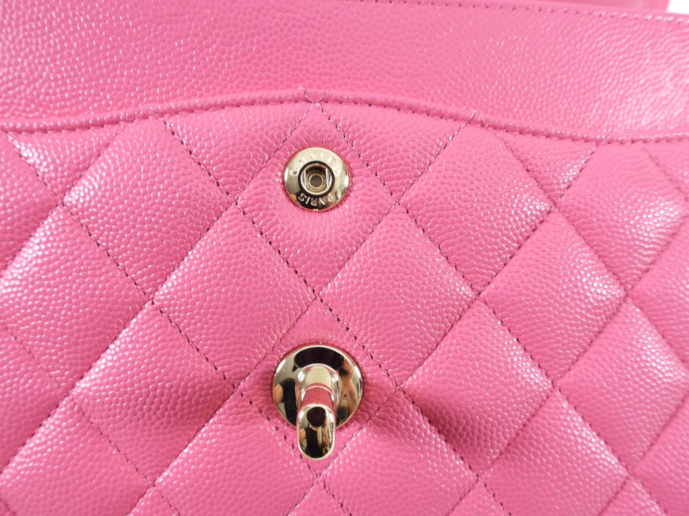 Chanel 2021 Small Pink Caviar Leather Double Classic Flap Bag with Gold Hardware - Luxury Designer Handbag for Women, Perfect for Parties, Weddings & Everyday Elegance