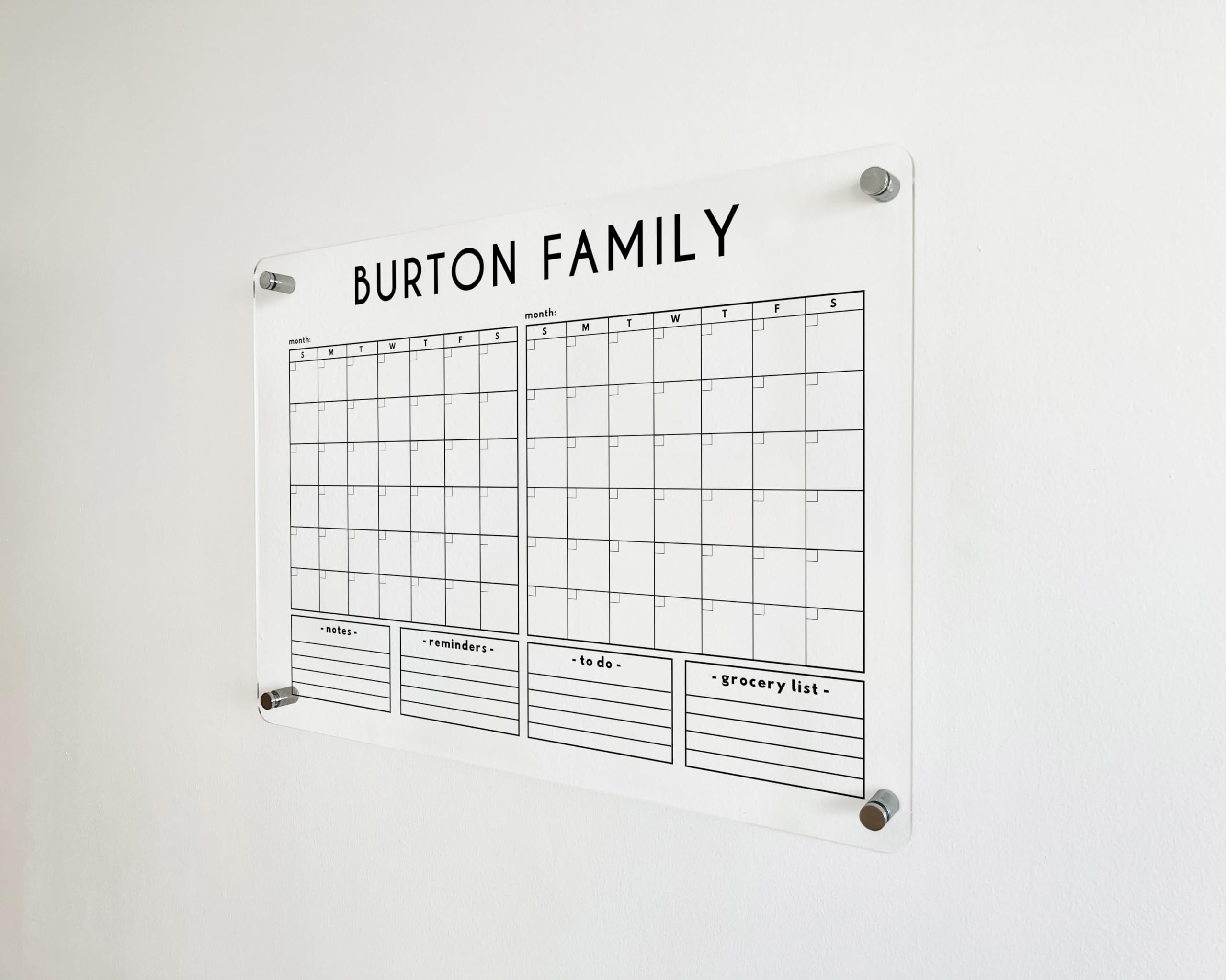 Personalized Acrylic Two-Month Wall Calendar 2025 - Family Planner with Marker, Monthly & Weekly View | Perfect for Home, Office & School Organization