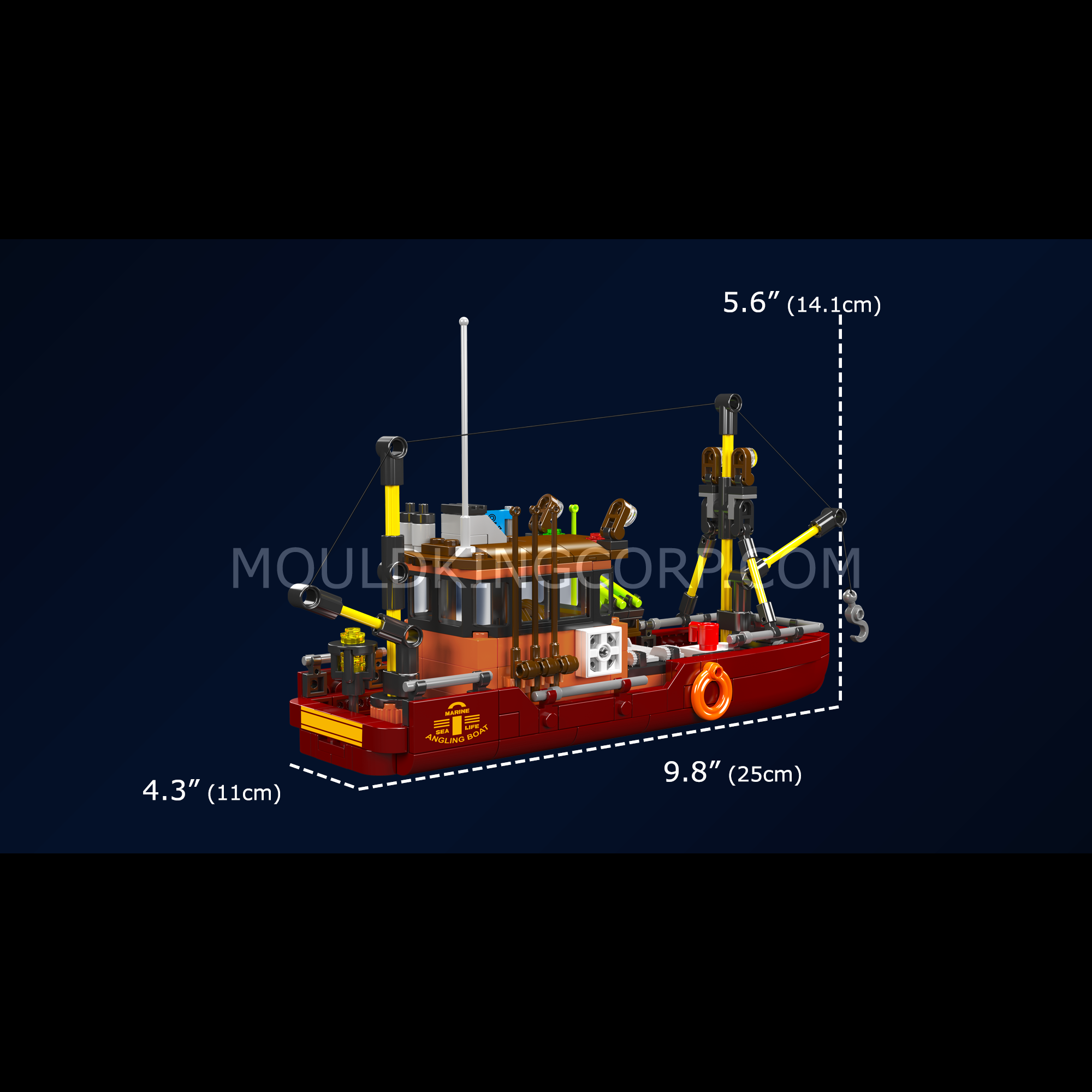 Mould King 10135 Angling Boat Building Blocks Set - 403 Pcs STEM Toy for Kids, Creative DIY Model Boat Kit for Boys & Girls Ages 8+ | Perfect for Birthday Gifts, Educational Play & Home Decoration
