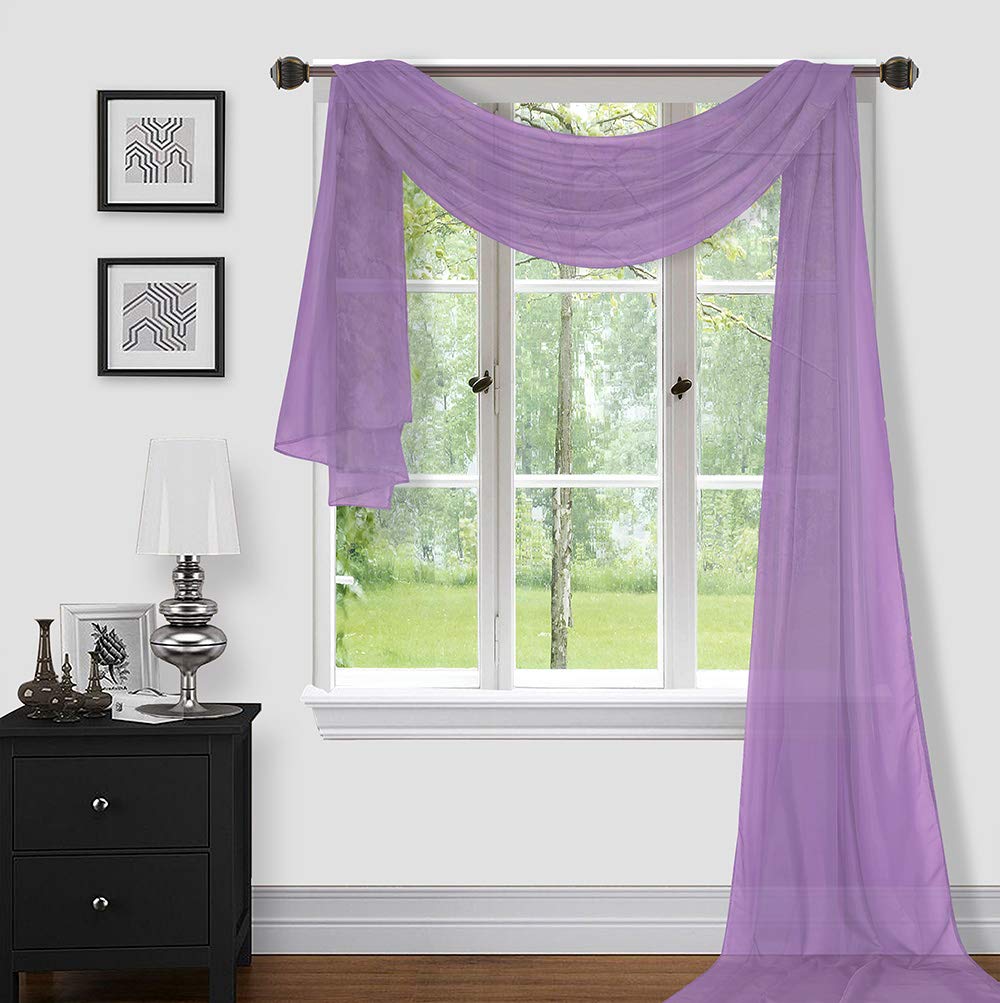 Extra Long Sheer Window Scarf Valance Curtains - 37