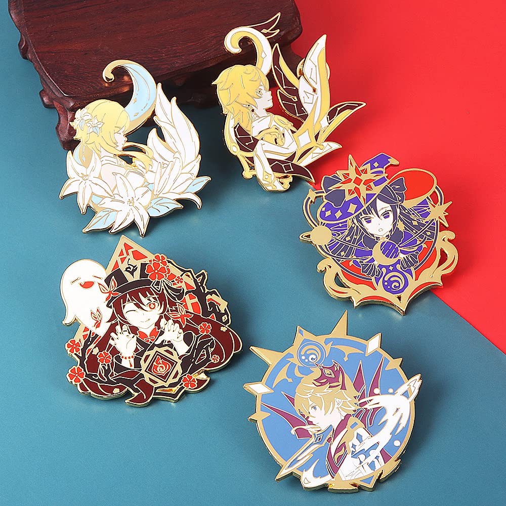 Genshin Impact Hu Tao Brooch Pin - Anime Cosplay Enamel Lapel Pin - Perfect Gift for Fans, Women & Girls - Great for Cosplay, Collecting & Fashion Accessories