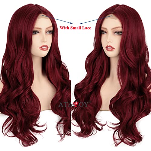 Long Straight Ombre Brown Wig with Middle Part - Natural Looking Synthetic Hair for Daily Wear & Cosplay