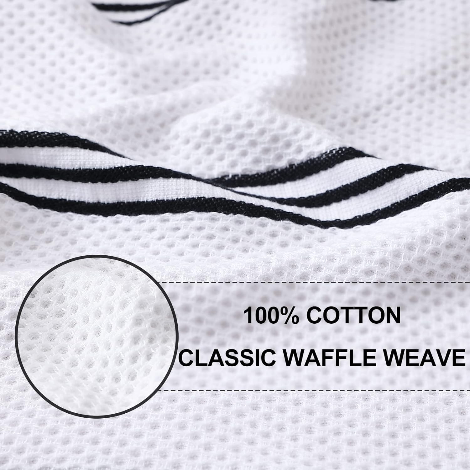 Premium Cotton Waffle Weave Dish Cloths - Super Absorbent & Quick Drying - 6 Pack for Kitchen Cleaning
