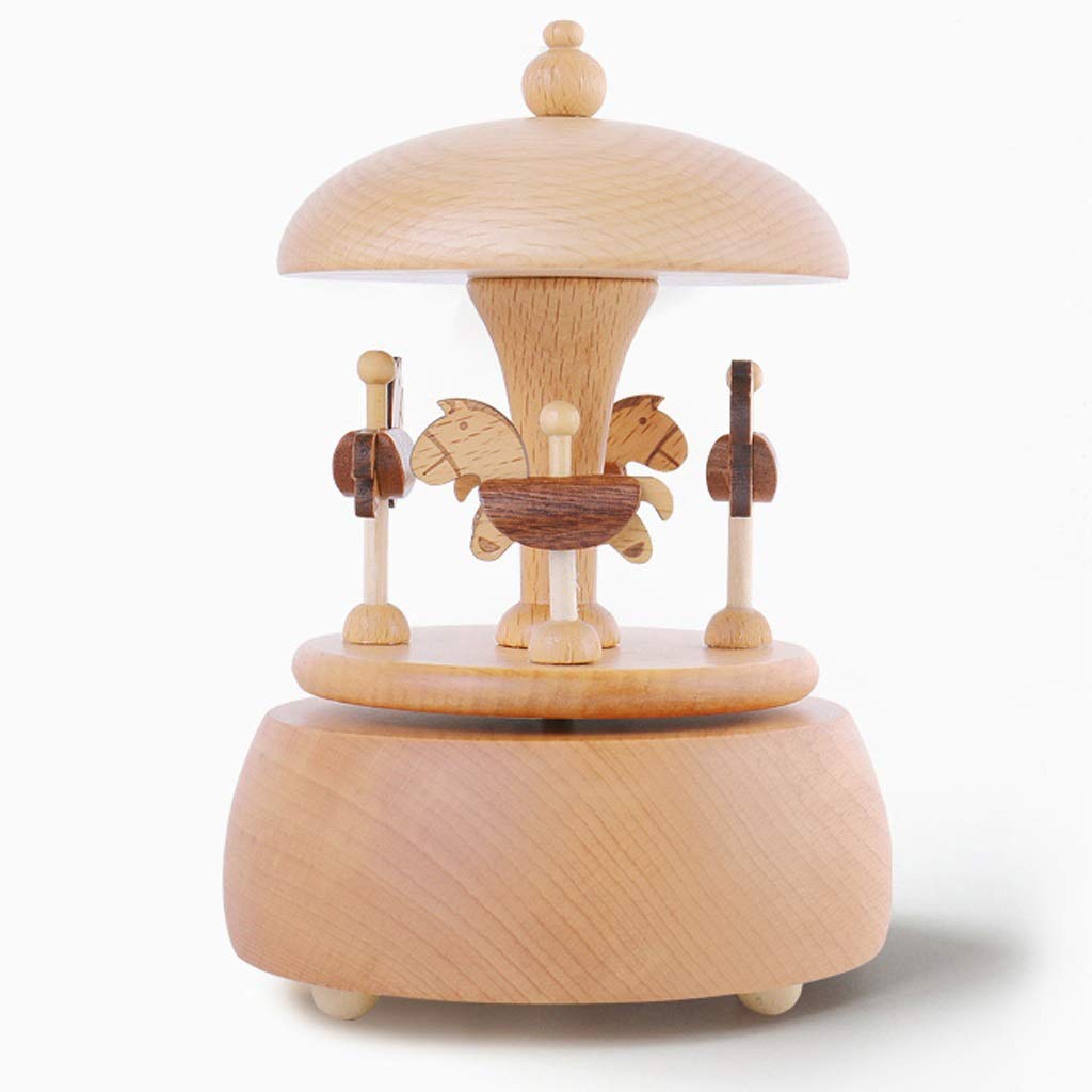 Vintage Wooden Carousel Music Box - Hand-Crank Merry-Go-Round Musical Toy with Clockwork Mechanism, Perfect Birthday/Christmas Gift for Kids & Adults (Castle in The Sky Theme, Blue Color) | Home Decor, Nursery Room Accessory, Wedding Favor & Collectible Display