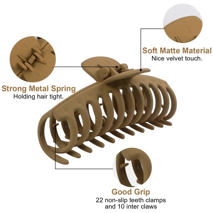 MAORULU Extra Large Hair Claw Clips for Thick Hair - 5.25 Inch Strong Hold Hair Clips for Women (4 Pack) - Perfect for Ponytails, Buns & Updos