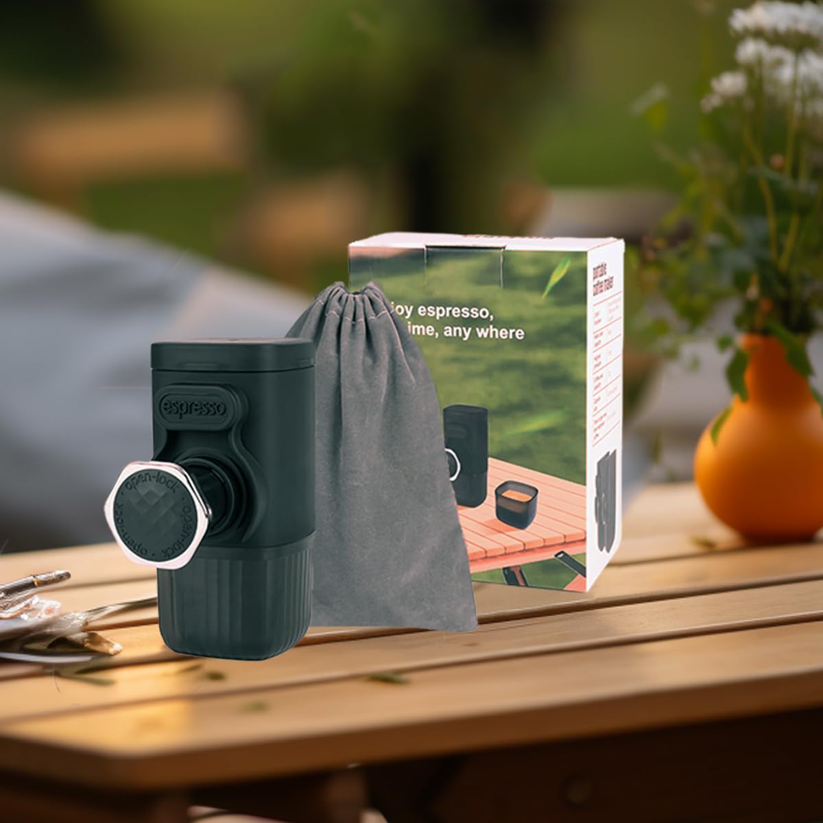 Portable Espresso Maker - 2 in 1 Manual Coffee Machine for Ground Coffee & Pods, 15 Bar Handheld Espresso Maker for Camping, Travel, Office & Home Use | Perfect for Outdoor Adventures & Daily Coffee Fix
