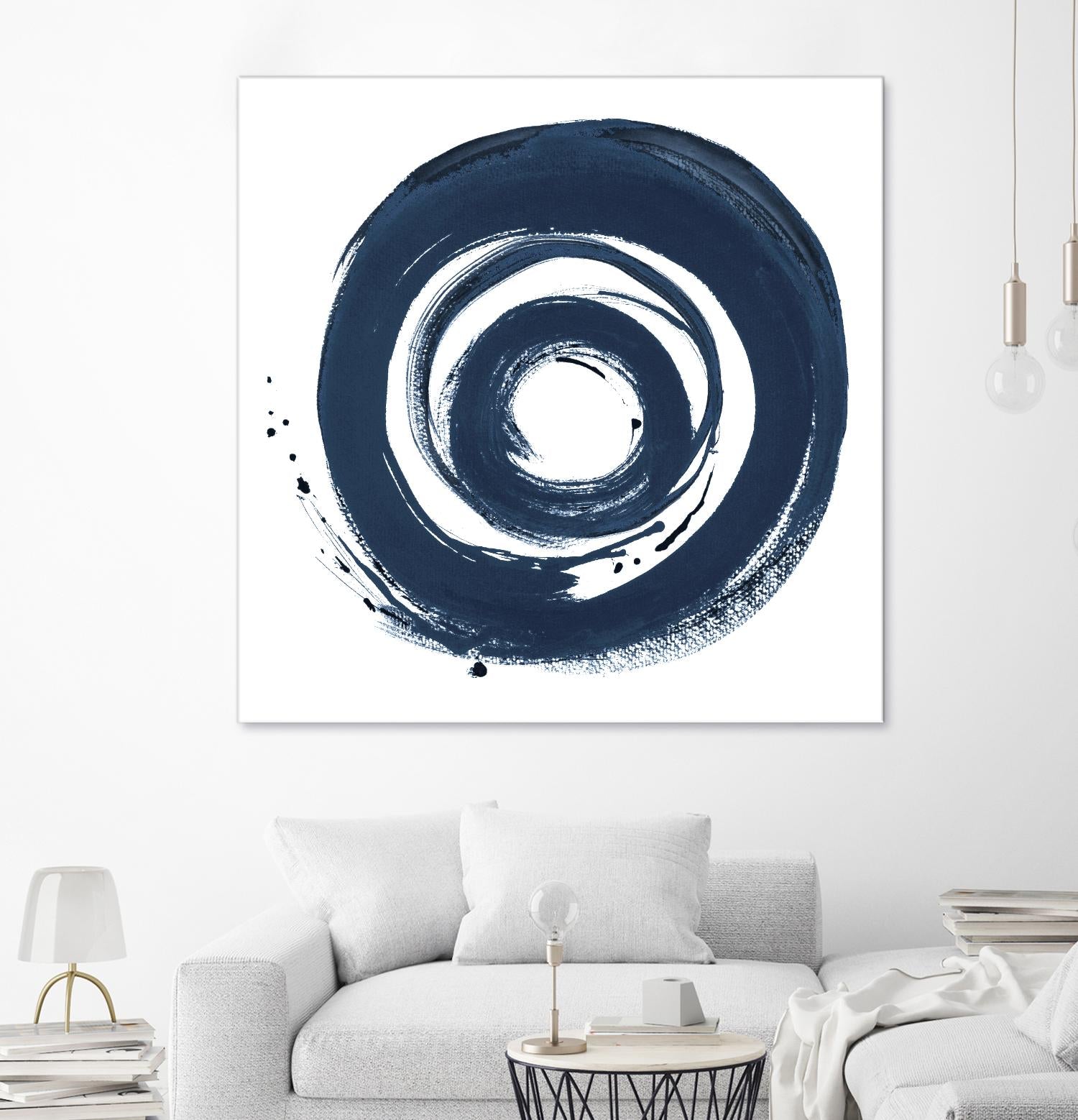 African Navy Circle Abstract Print - Modern Geometric Wall Art for Home & Office Decor | Perfect for Living Room, Bedroom, or Workspace