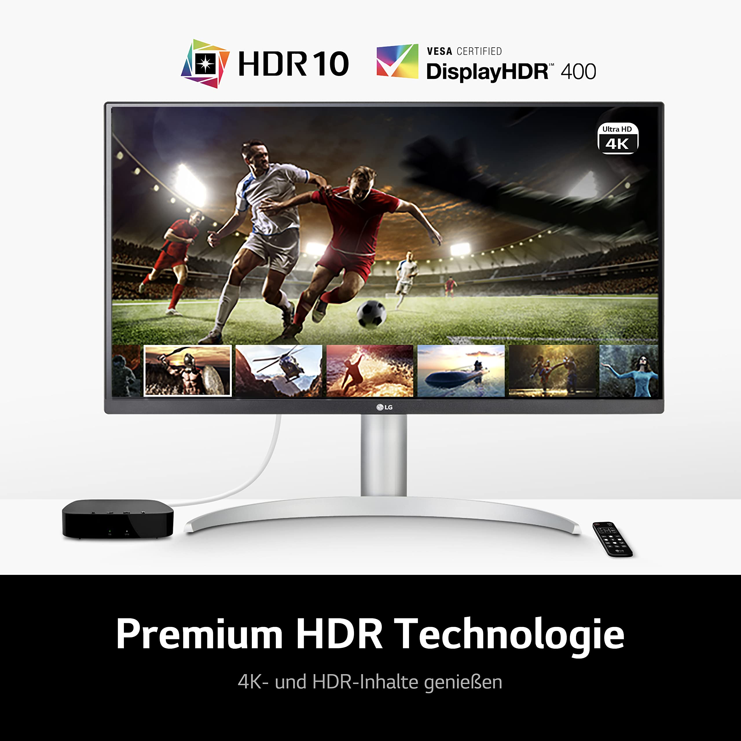 LG 27UP650P-W 27 Inch 4K UHD Monitor (3840x2160) with IPS Panel, 95% DCI-P3, HDR10, AMD FreeSync, VESA DisplayHDR 400 - White - Perfect for Graphic Design, Video Editing & Gaming
