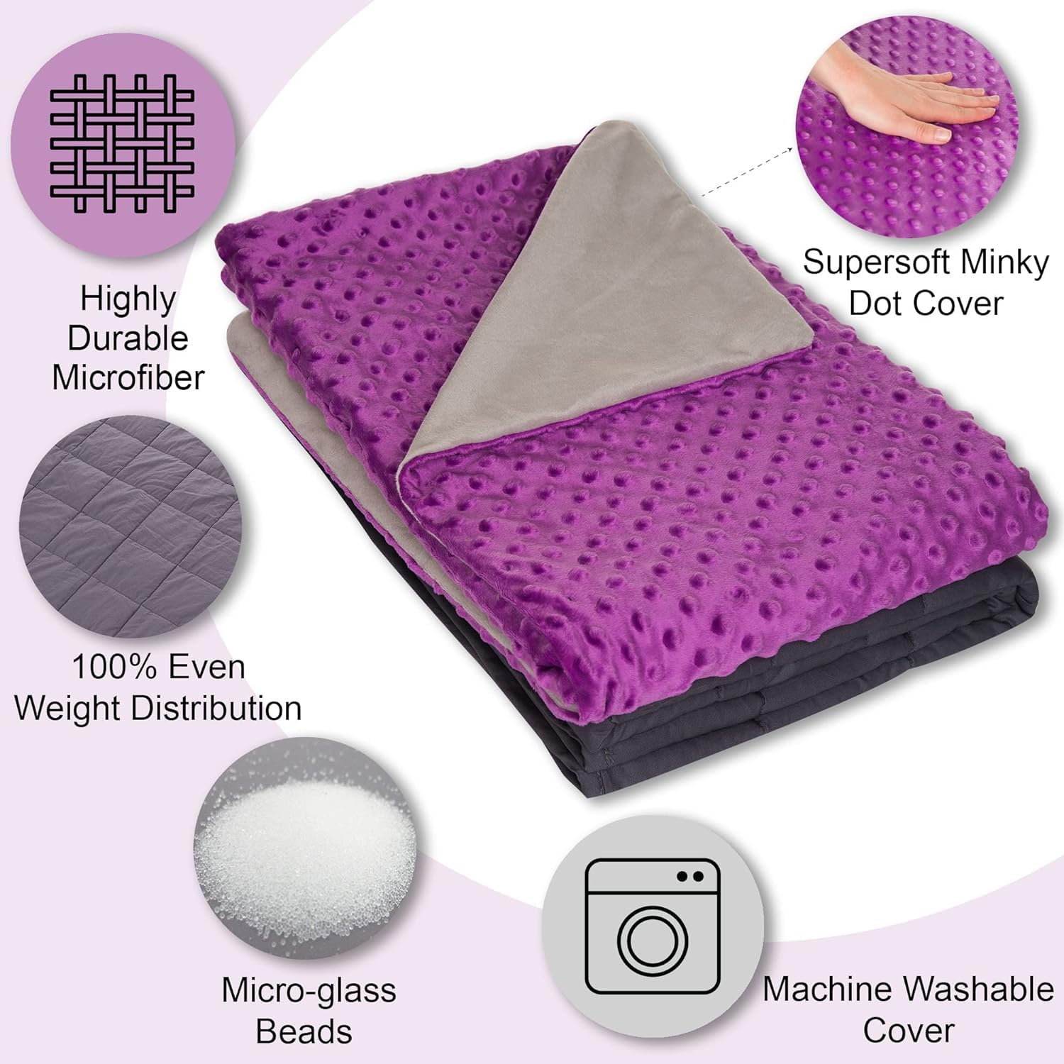 Super-Soft 7lbs Weighted Blanket for Kids - 41x60 Inches Minky Cover - Easy to Clean Small Heavy Blanket for Girls & Boys - Perfect for Calming Anxiety, ADHD, Autism & Better Sleep