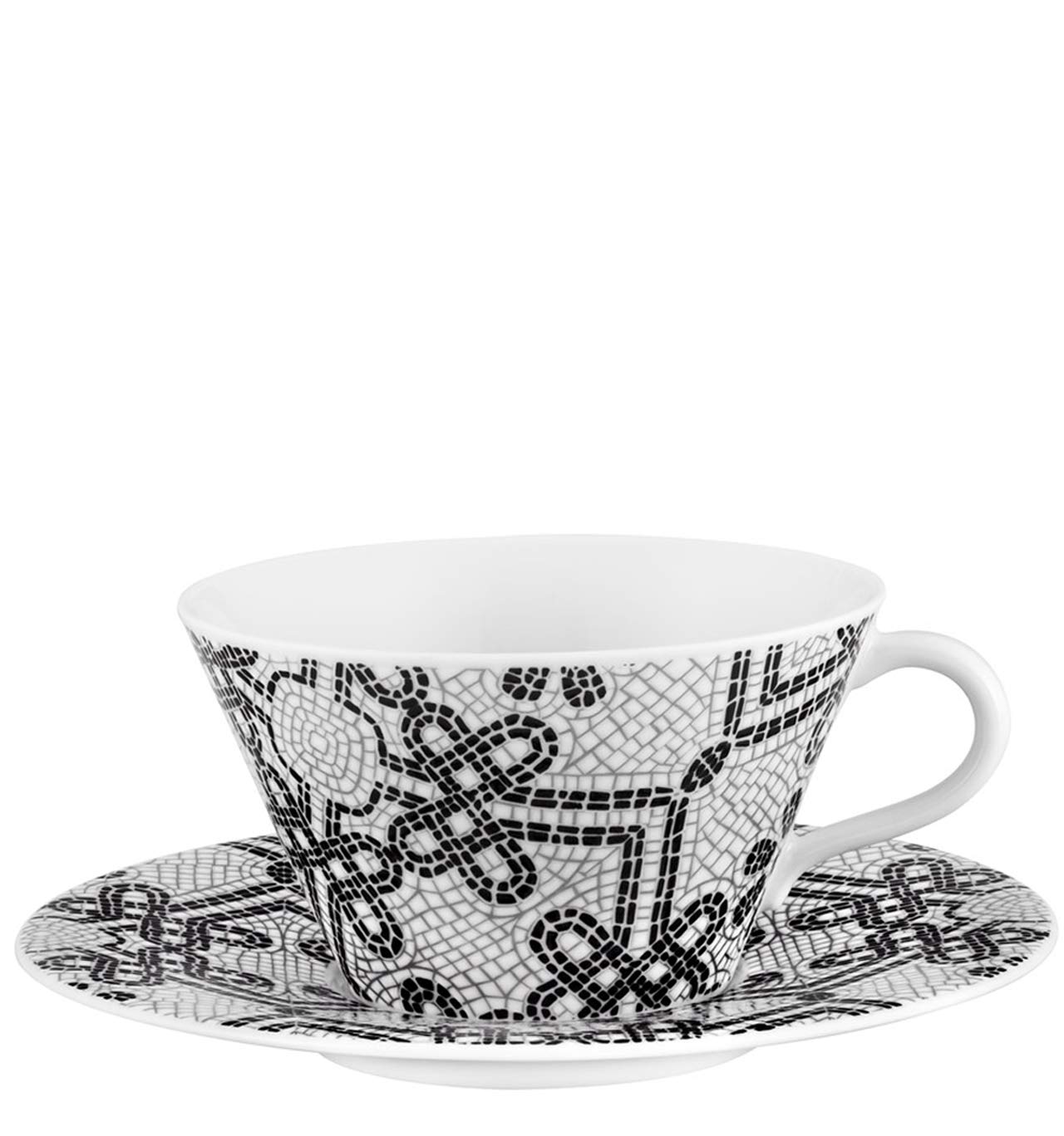 Vista Alegre Porcelain Portuguese Cobblestone Tea Cups and Saucers Set of 2 - Elegant Tea Set for Afternoon Tea, Bridal Shower, and Home Decor