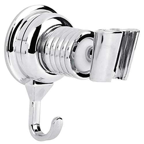Chrome ABS Shower Head Holder with Hook & Suction Cup for Bathroom