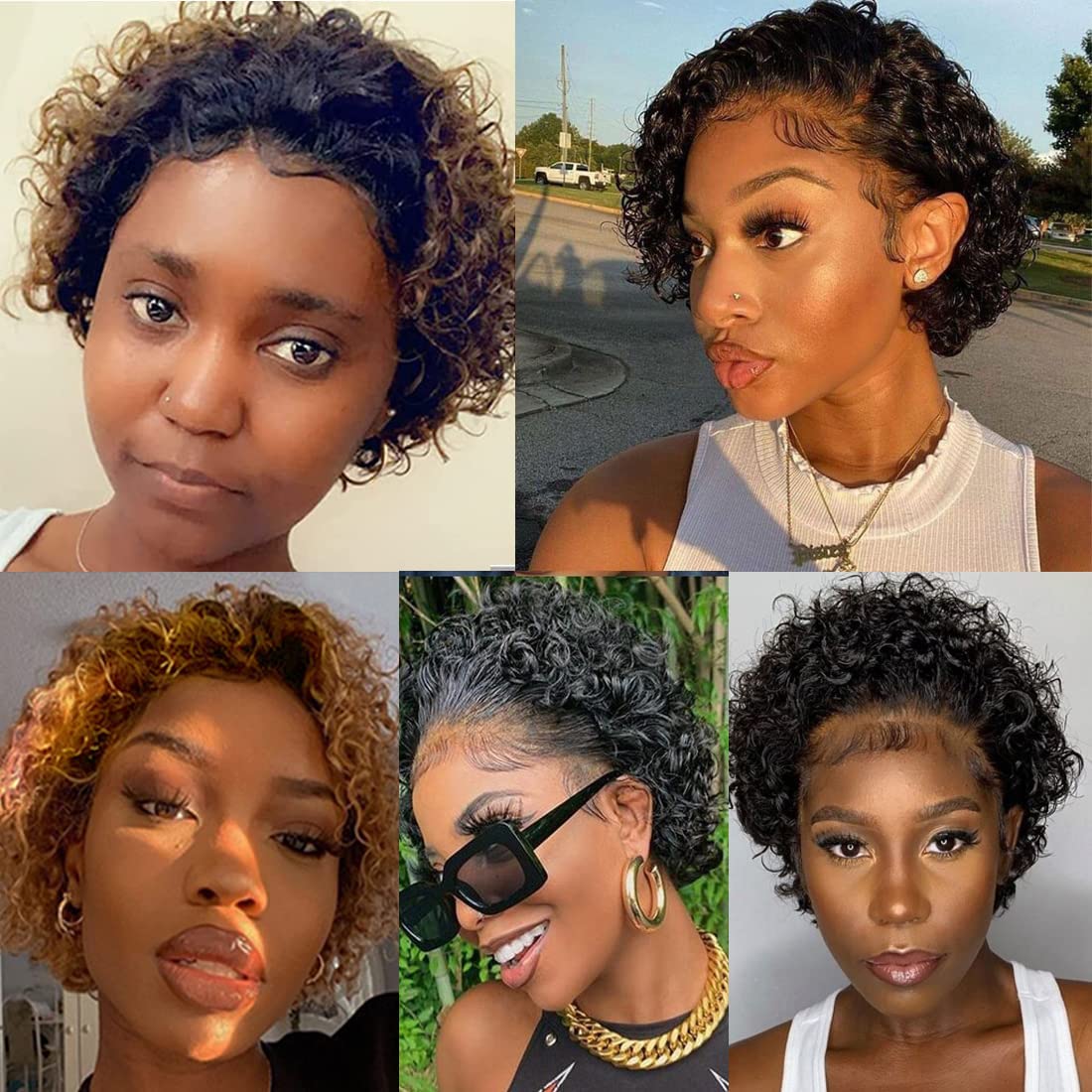 13x1 Lace Front Pixie Cut Human Hair Wig - Pre Plucked Short Curly Bob Wigs for Black Women | Glueless Remy Human Hair Lace Wig (1B/27 Color) | Perfect for Daily Wear, Cosplay & Special Occasions